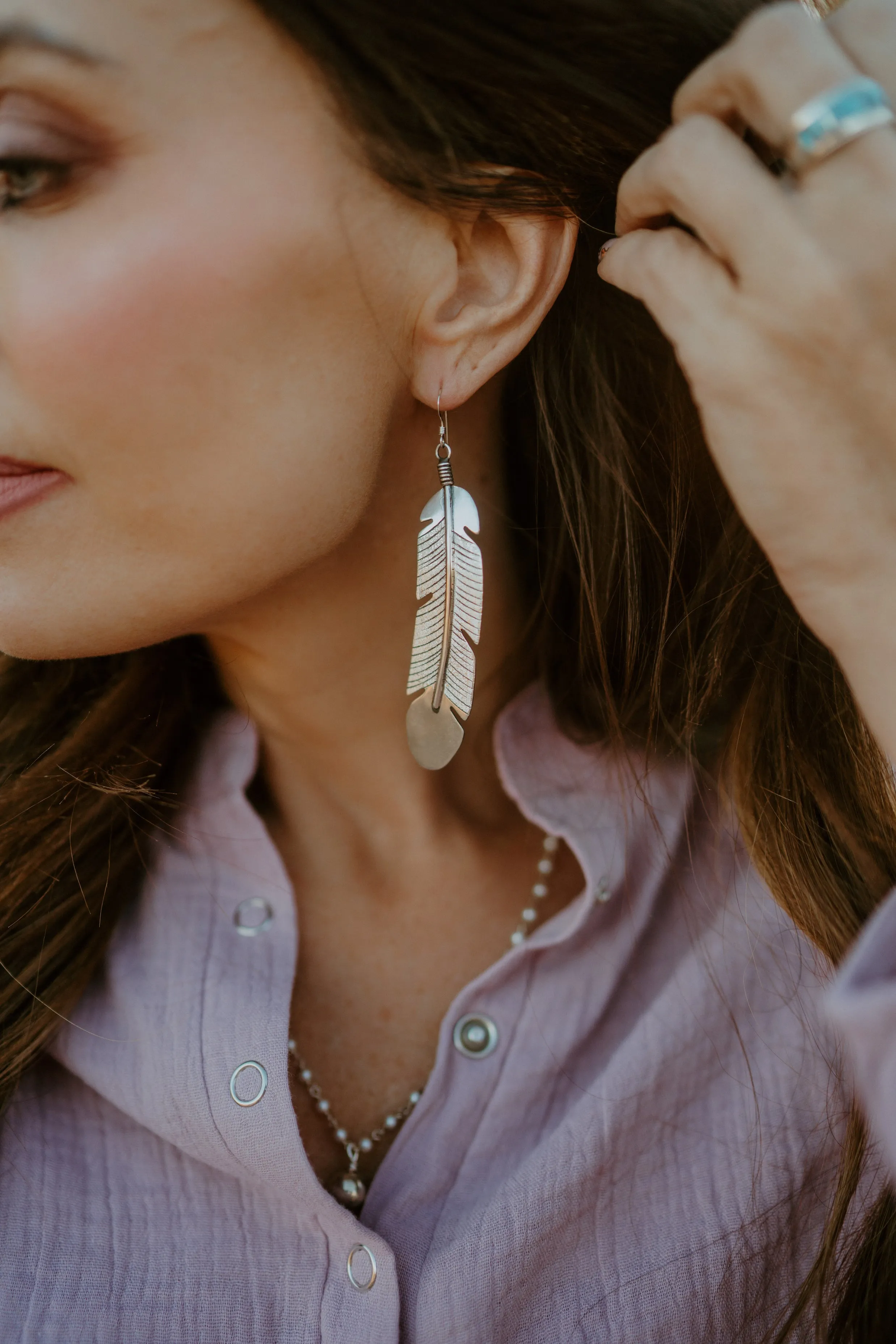 Feather Earrings | XL sold by Goldie Lew product image thumbnail 2