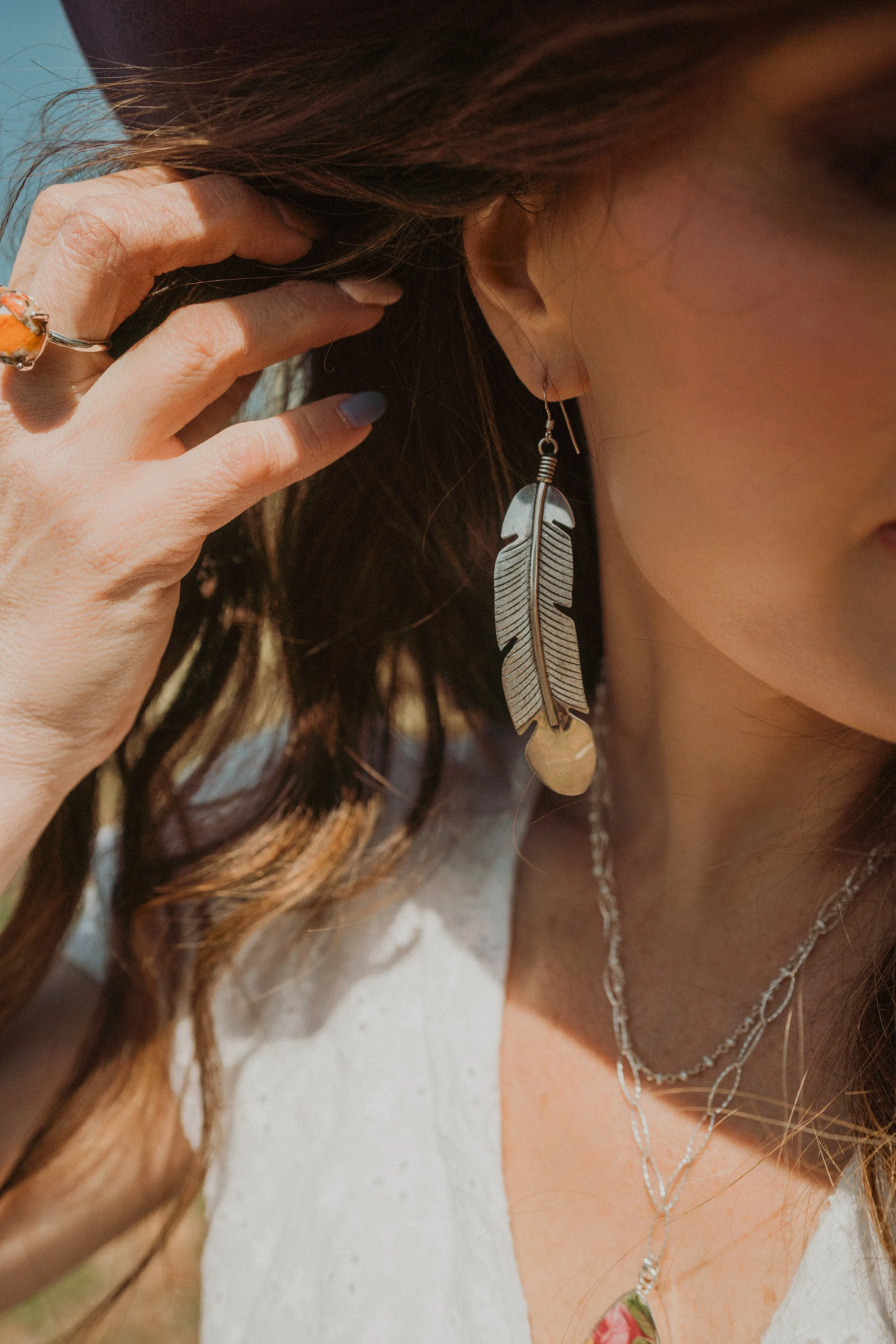 Feather Earrings | XL sold by Goldie Lew product image thumbnail 5