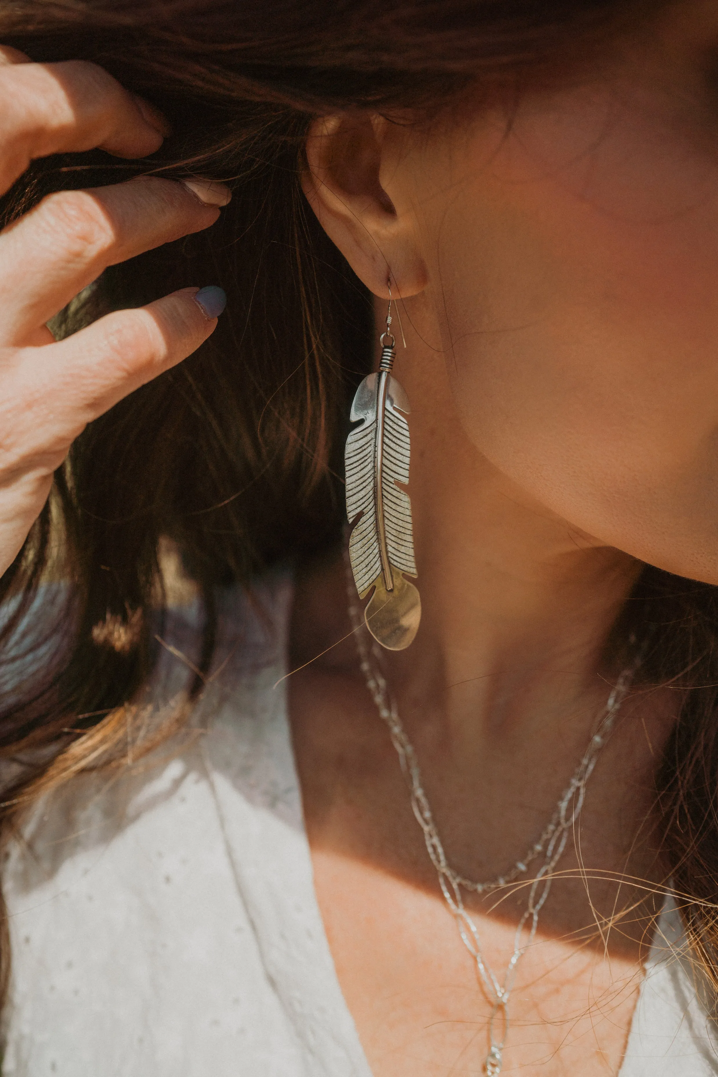 Feather Earrings | XL sold by Goldie Lew product image thumbnail 4