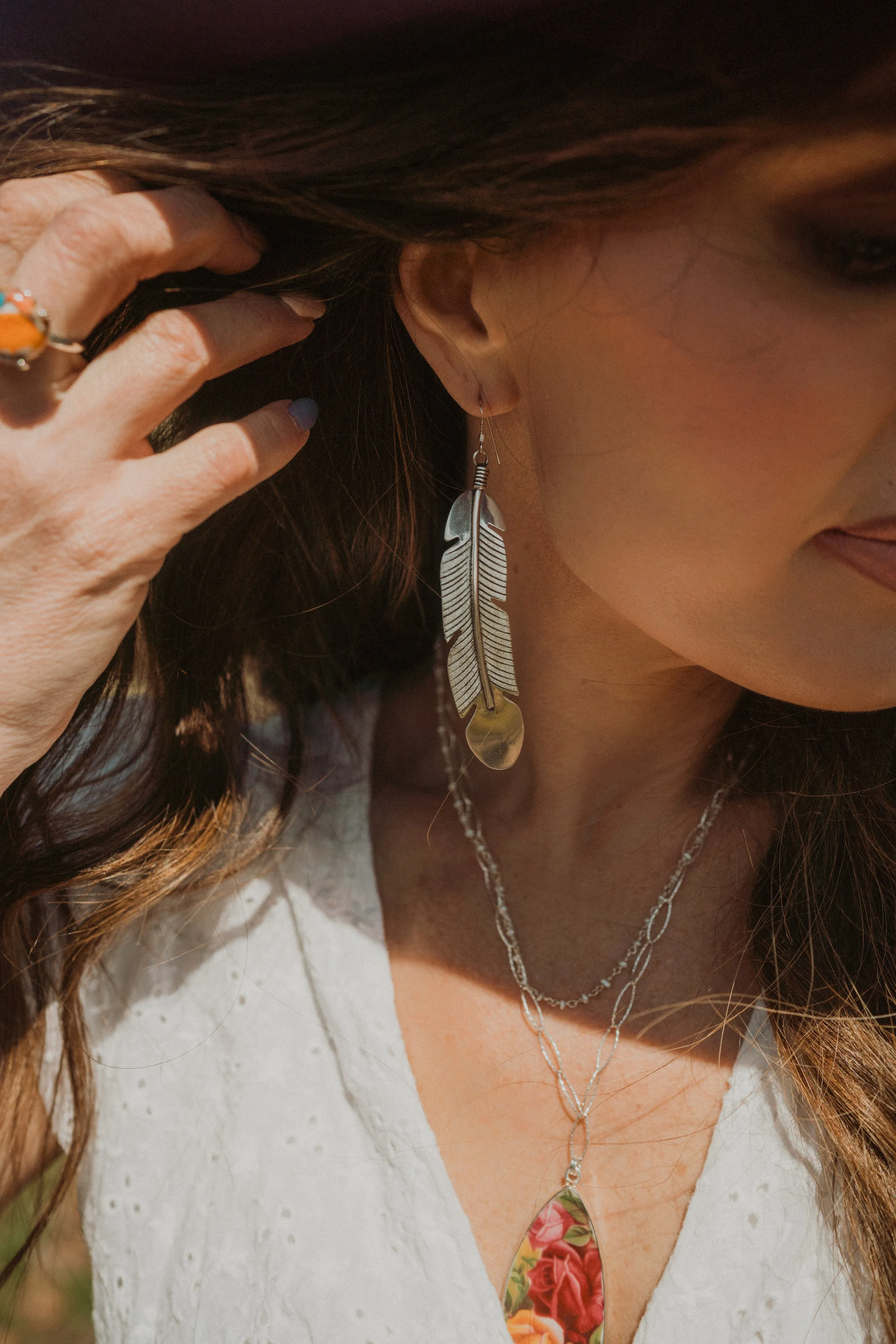 Feather Earrings | XL sold by Goldie Lew