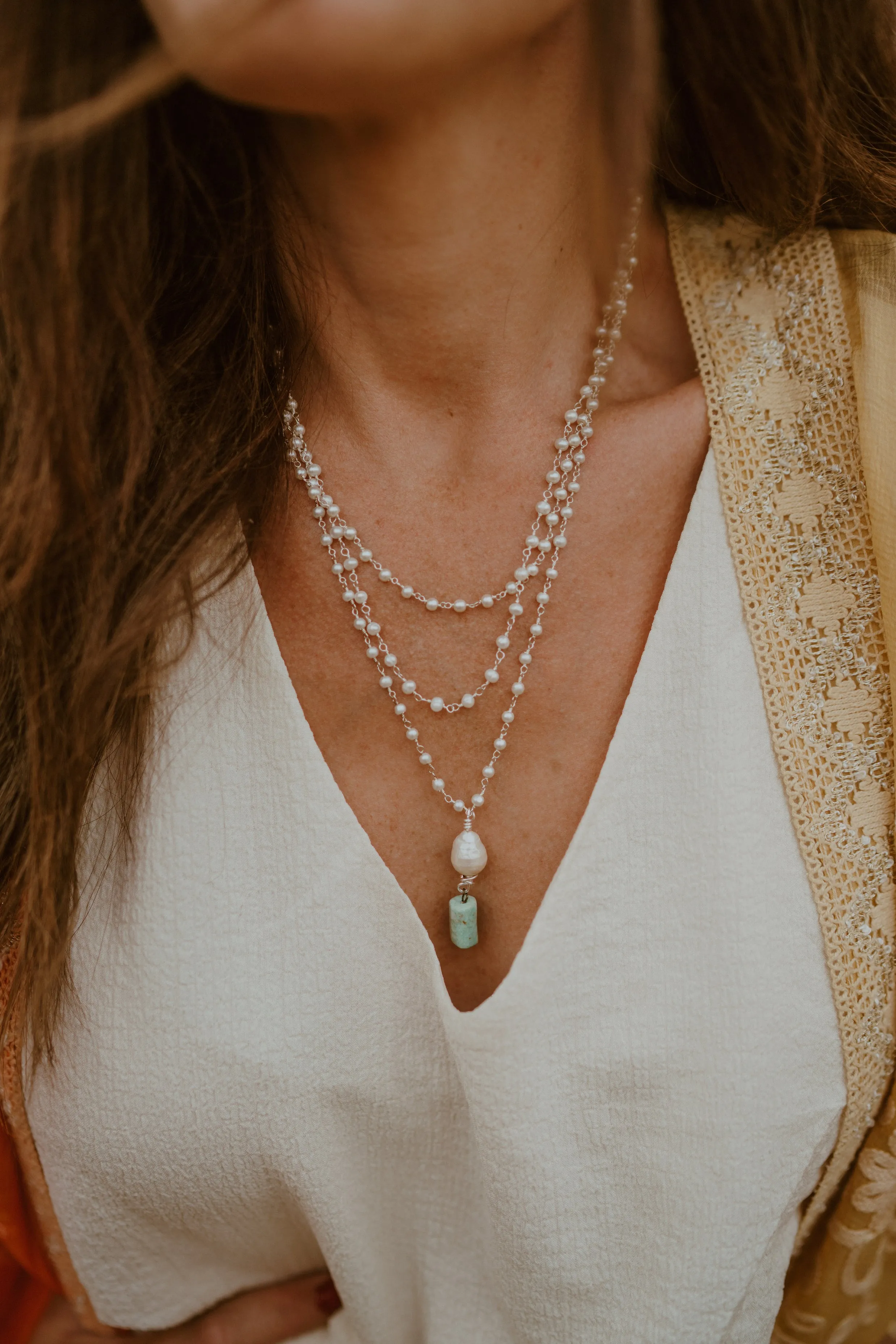 Julie Necklace | Triple Strand sold by Goldie Lew product image thumbnail 4