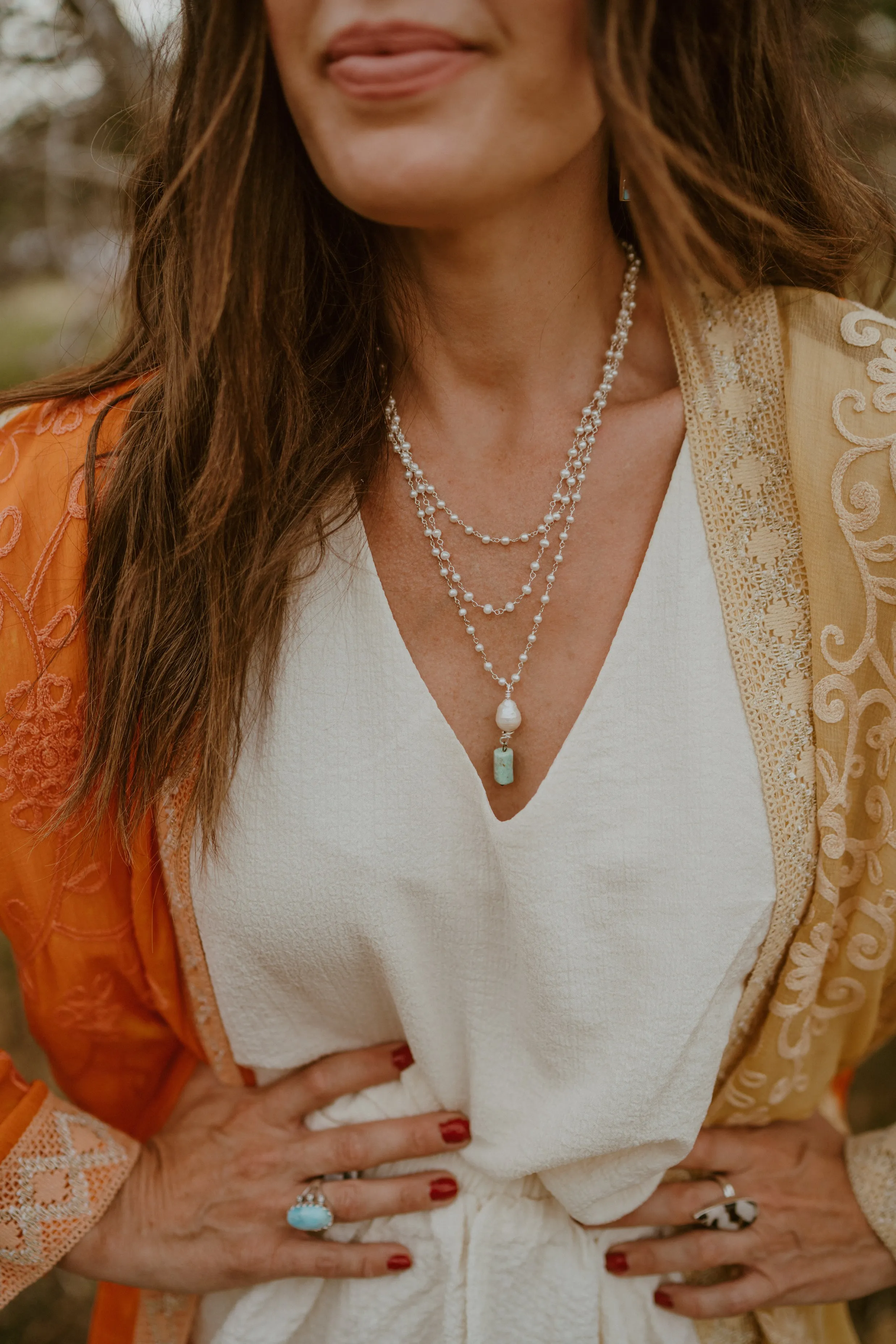 Julie Necklace | Triple Strand sold by Goldie Lew product image thumbnail 3