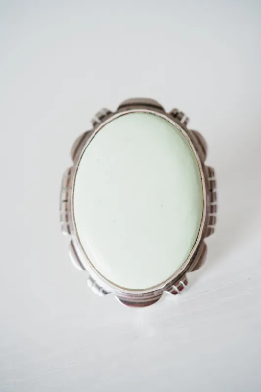 Xenia Ring | Lemon Chrysoprase sold by Goldie Lew