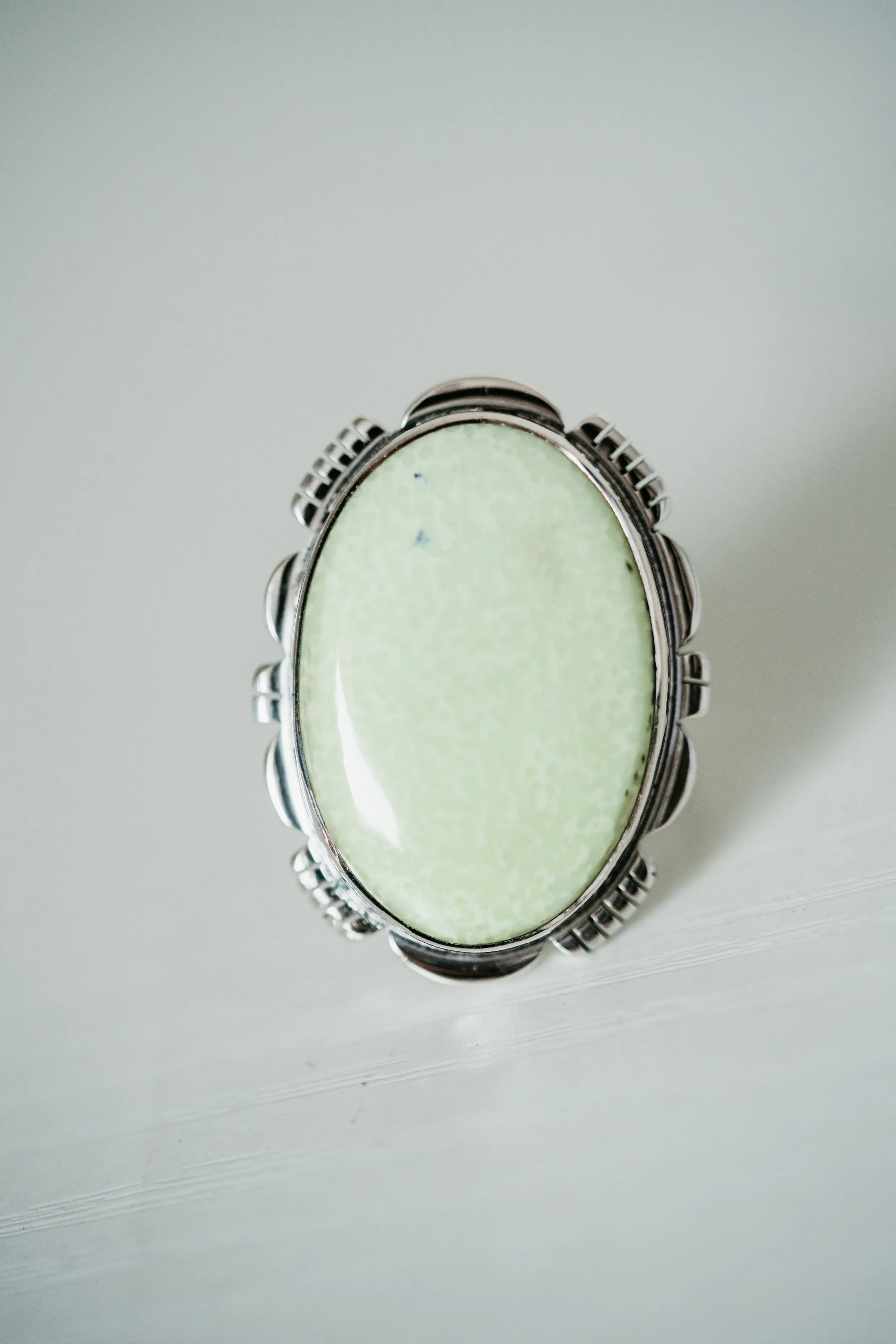 Xenia Ring | Lemon Chrysoprase sold by Goldie Lew product image thumbnail 3
