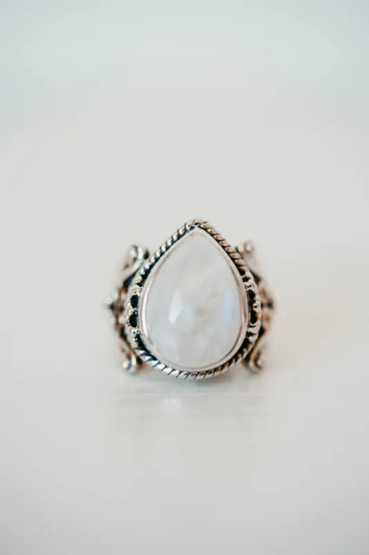 Peony Ring | Rainbow Moonstone sold by Goldie Lew