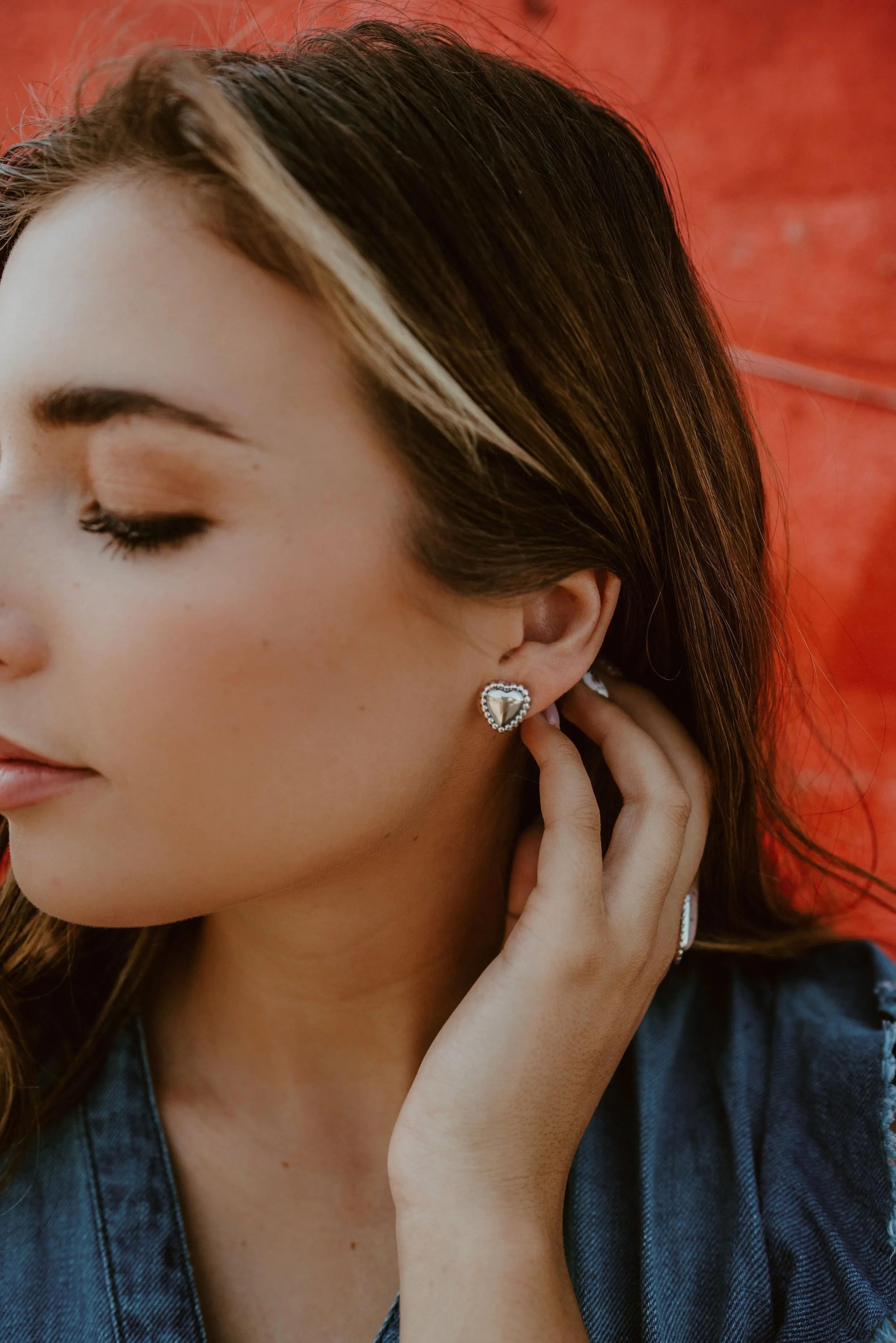 Silver Bianca Studs | Heart sold by Goldie Lew