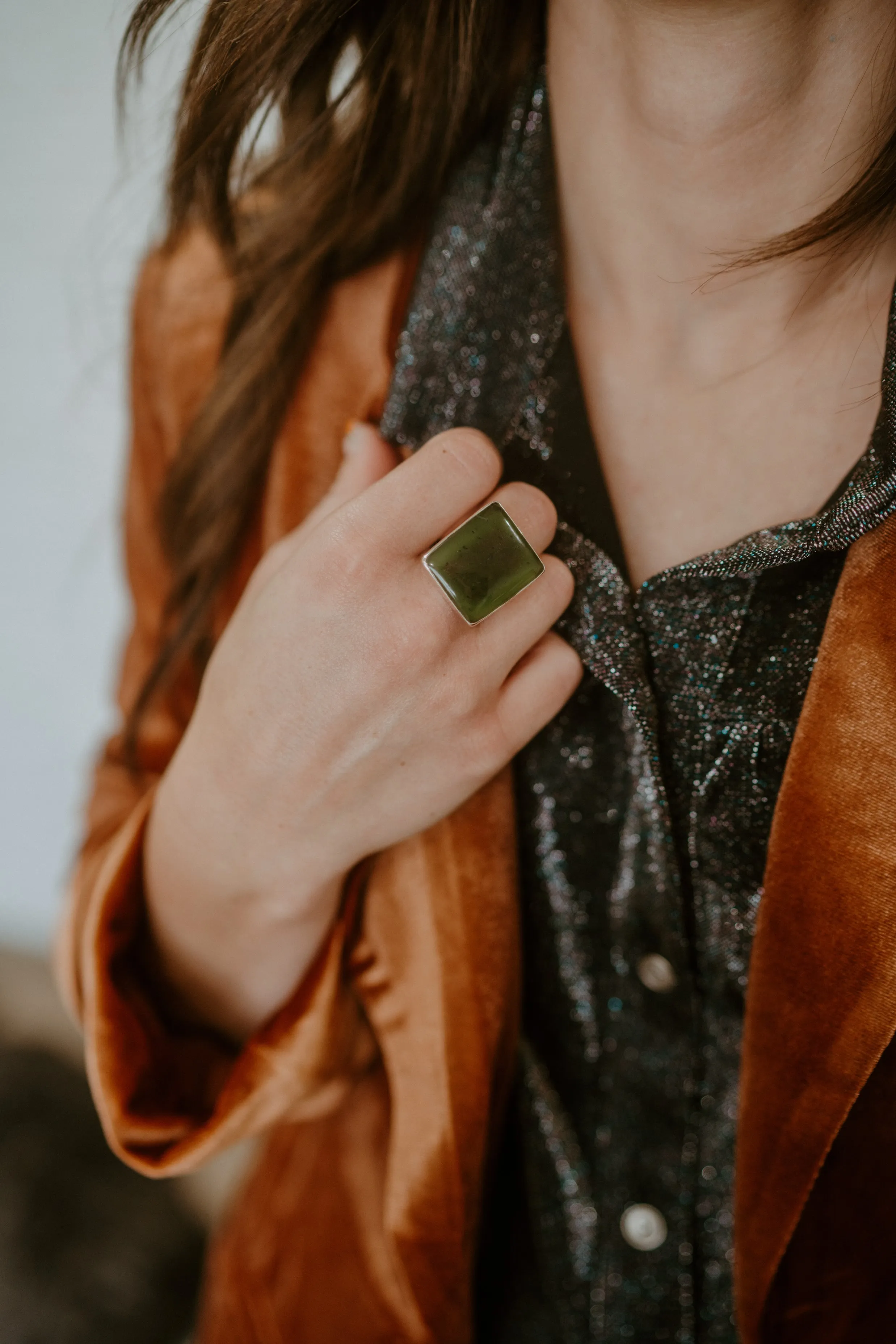 Edel Ring | Green Zade Jasper sold by Goldie Lew product image thumbnail 3