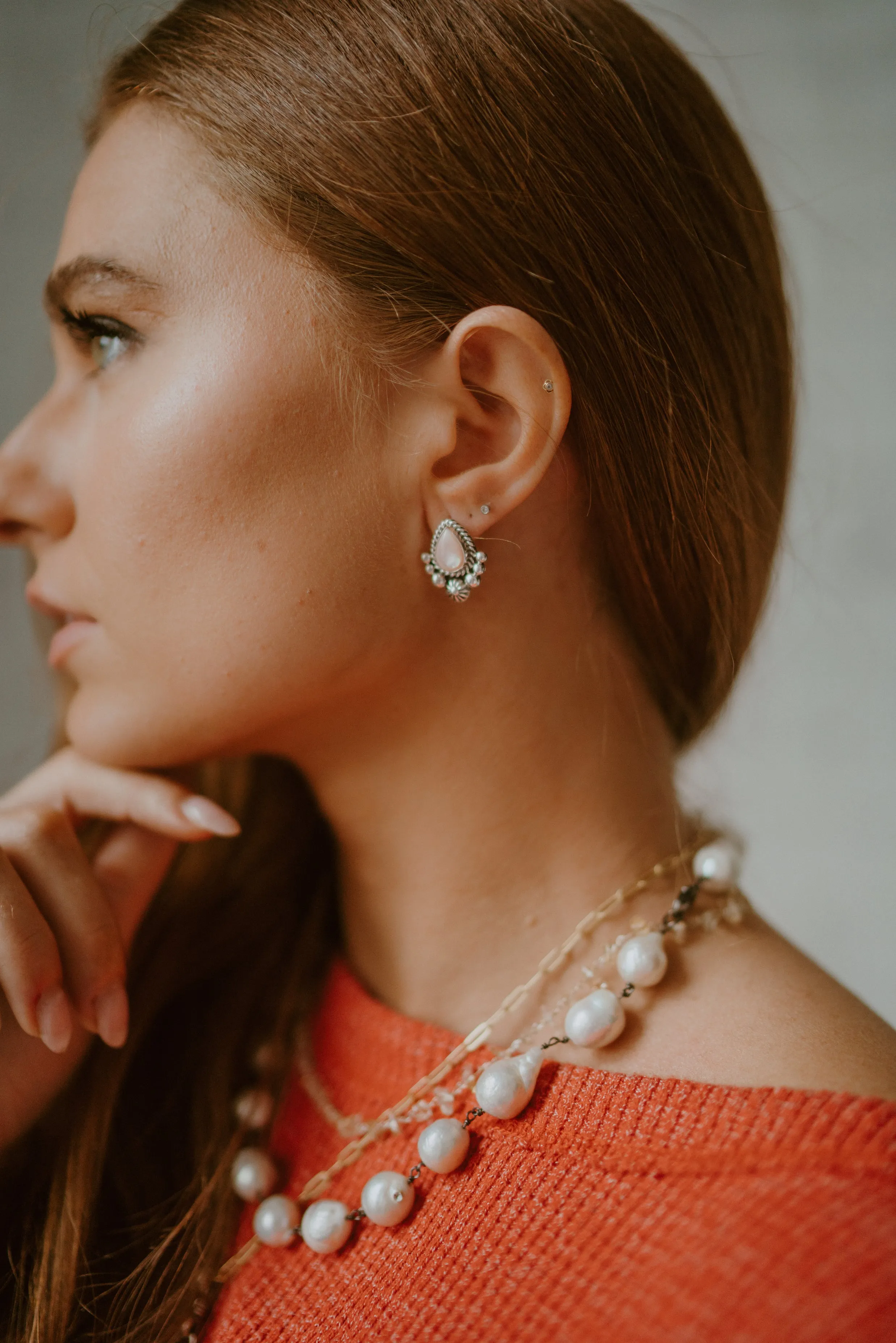 Bea Studs | Pink sold by Goldie Lew product image thumbnail 2