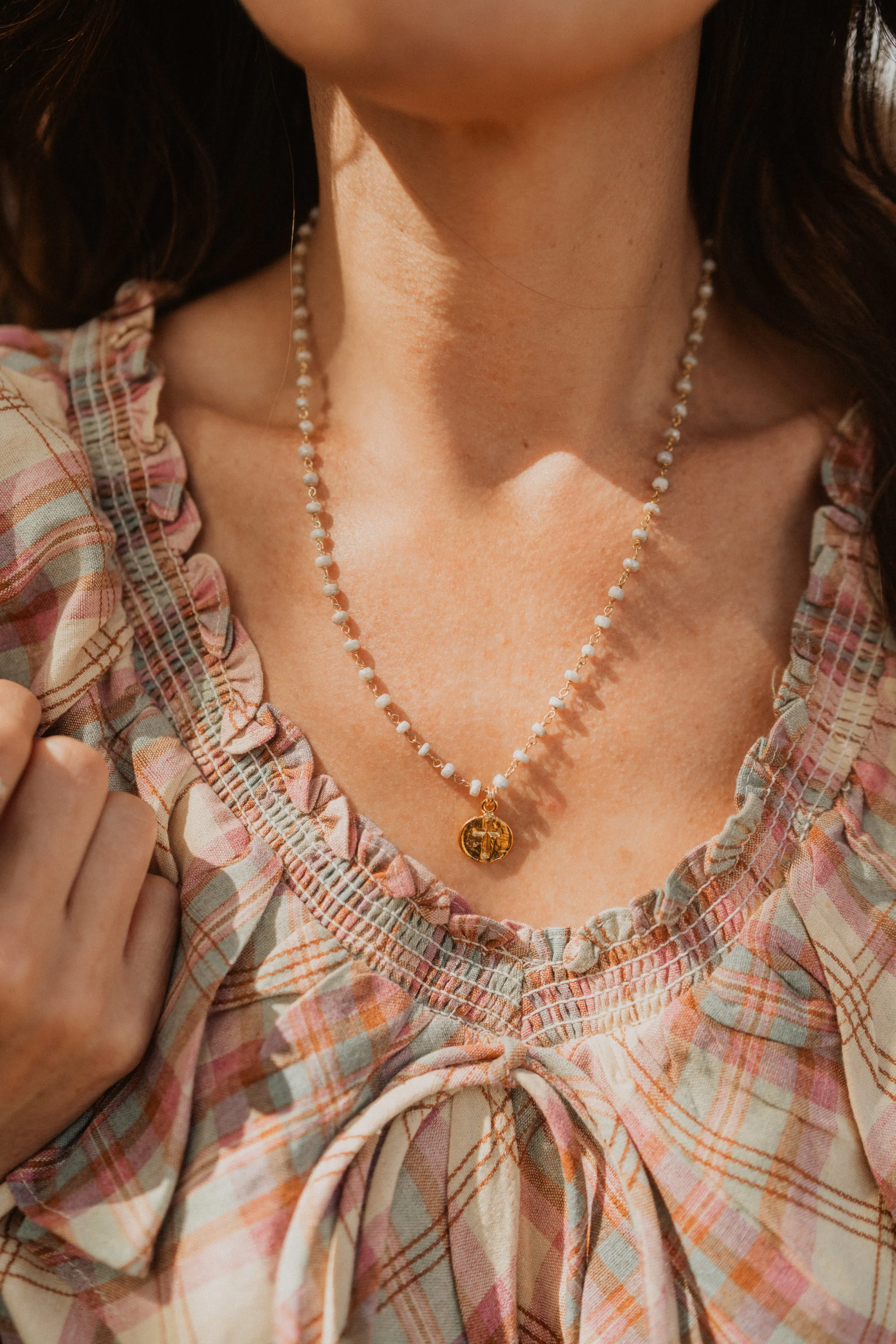 La Cruz Necklace | Sapphire sold by Goldie Lew product image thumbnail 2