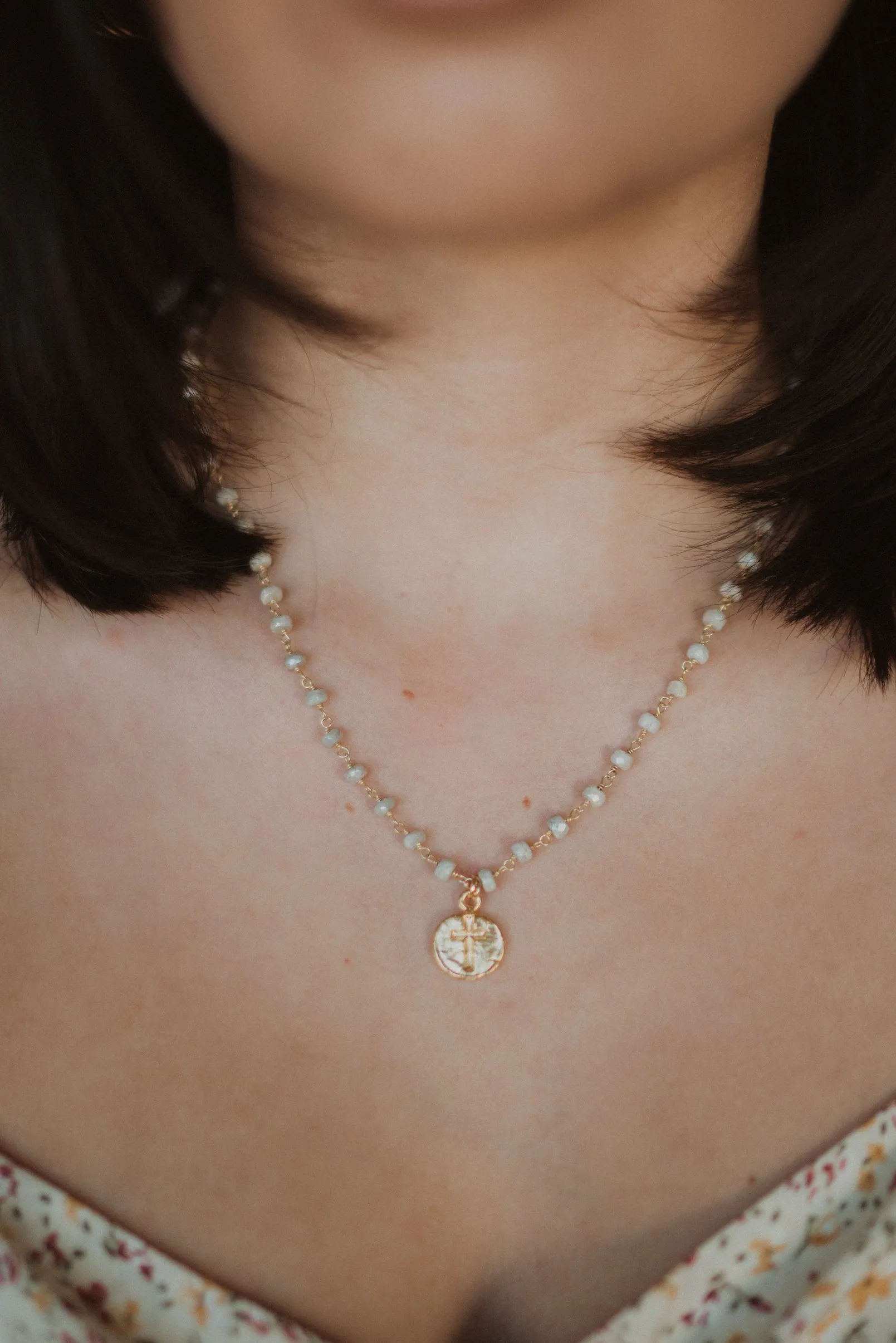 La Cruz Necklace | Sapphire sold by Goldie Lew product image thumbnail 3