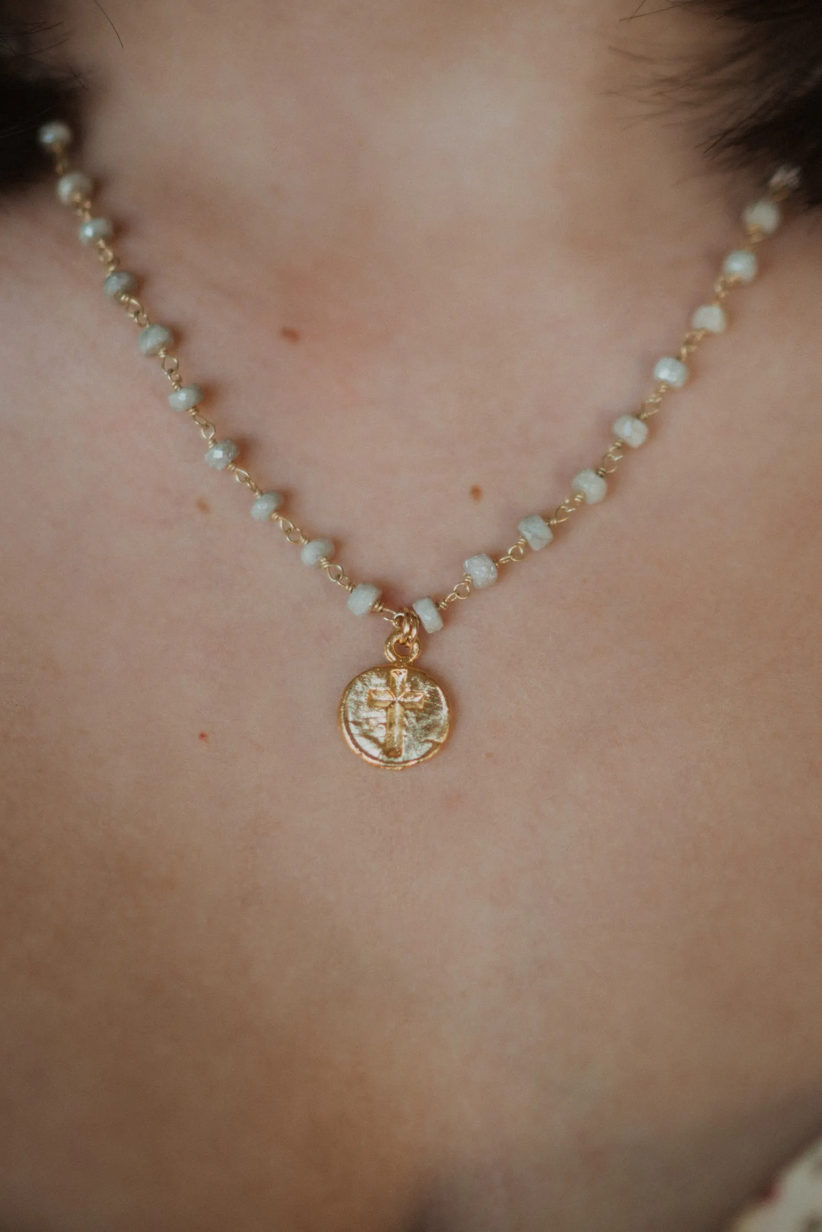 La Cruz Necklace | Sapphire sold by Goldie Lew product image thumbnail 4