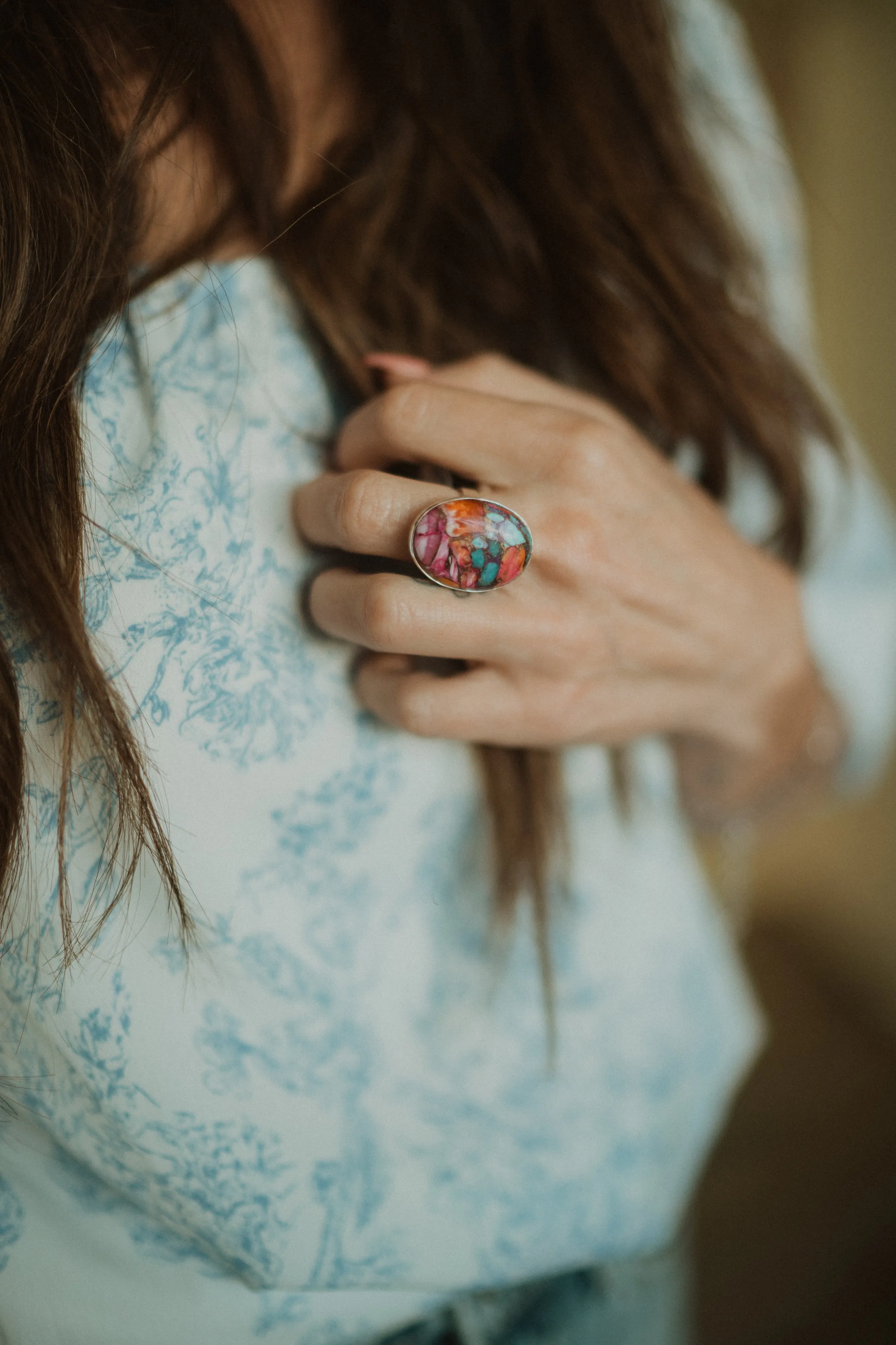 Gabi Ring | Pink Turquoise sold by Goldie Lew product image thumbnail 2