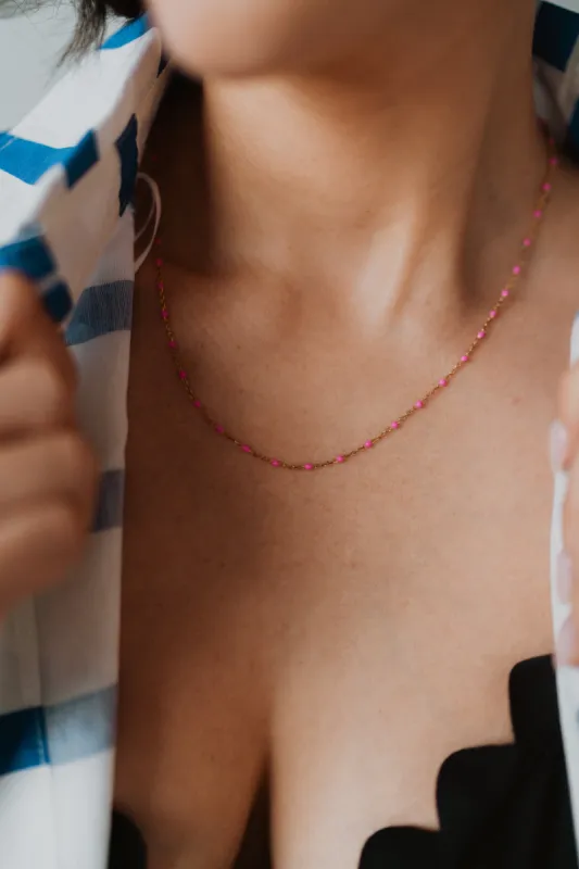 Tessie Necklace | Pink sold by Goldie Lew
