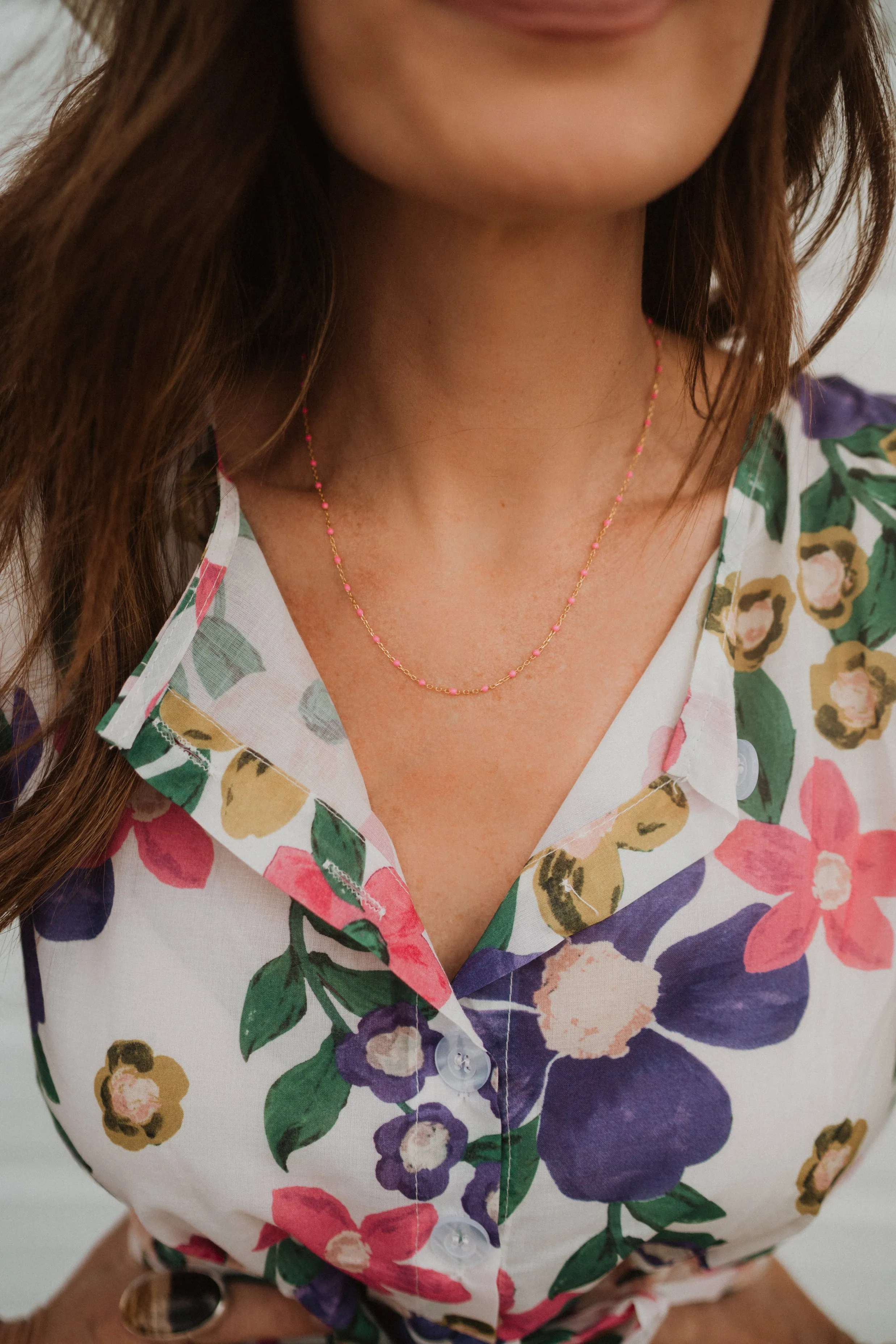 Tessie Necklace | Pink sold by Goldie Lew product image thumbnail 3