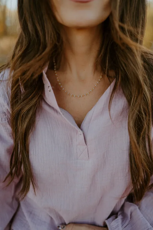 Mae Necklace | Clear + Gold sold by Goldie Lew