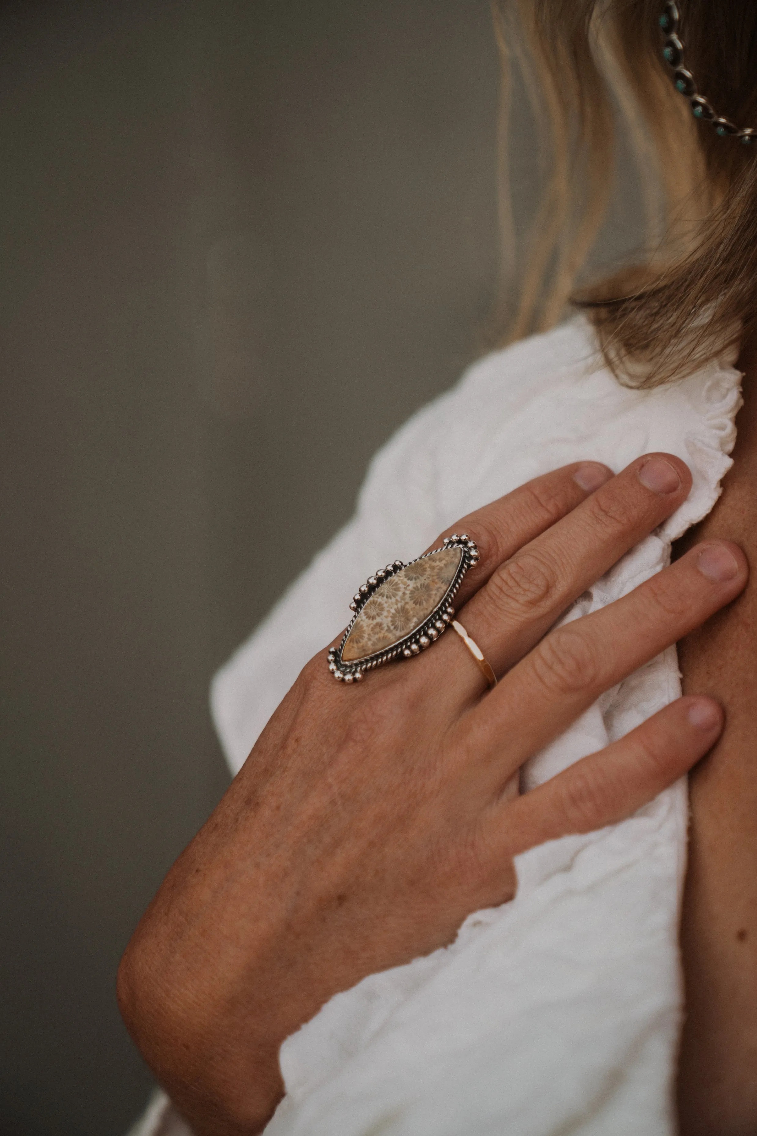 Angled Hammered Stacker Ring | Gold | - FINAL SALE sold by Goldie Lew product image thumbnail 2