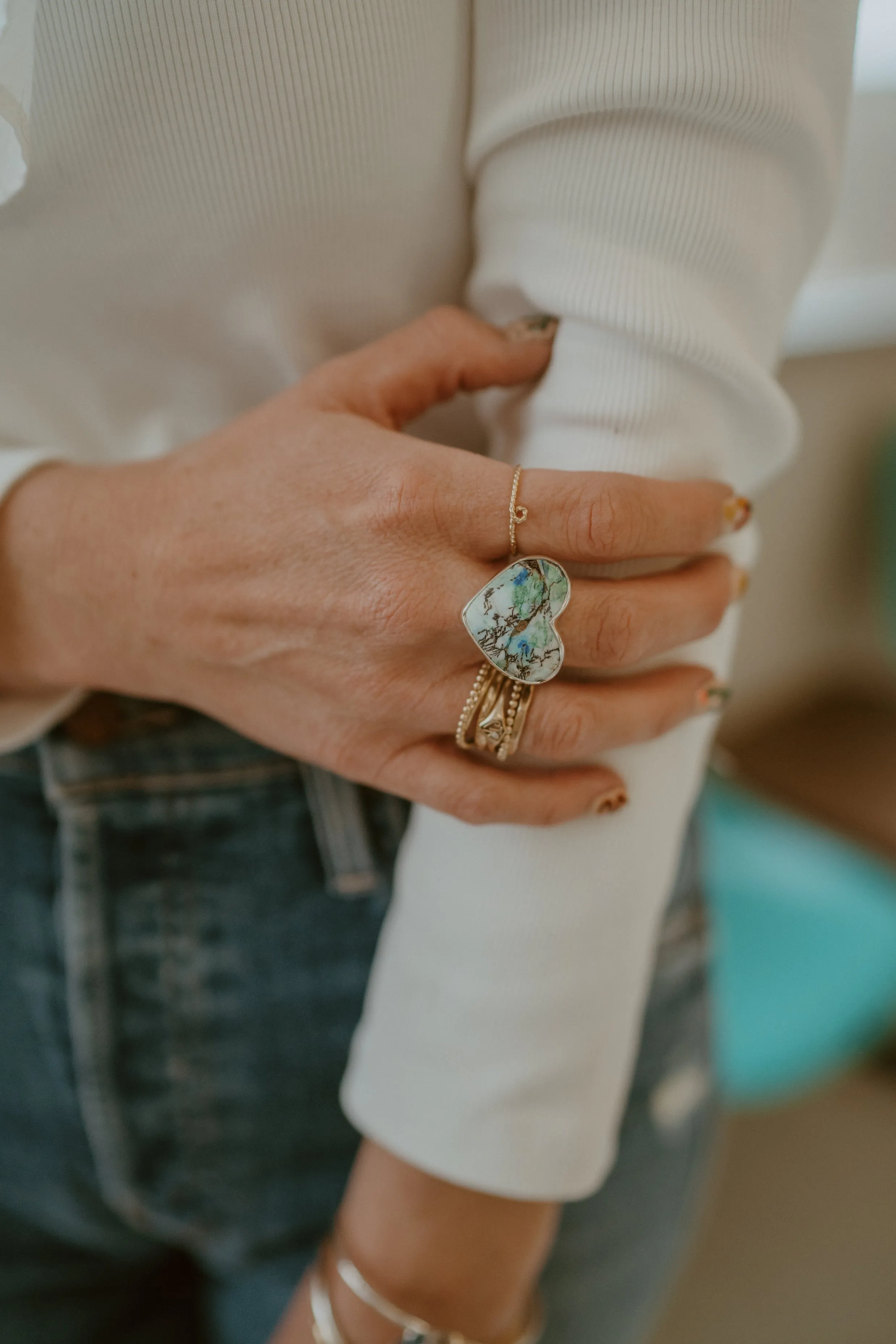 Heart Ring | Russian Azurite sold by Goldie Lew product image thumbnail 4