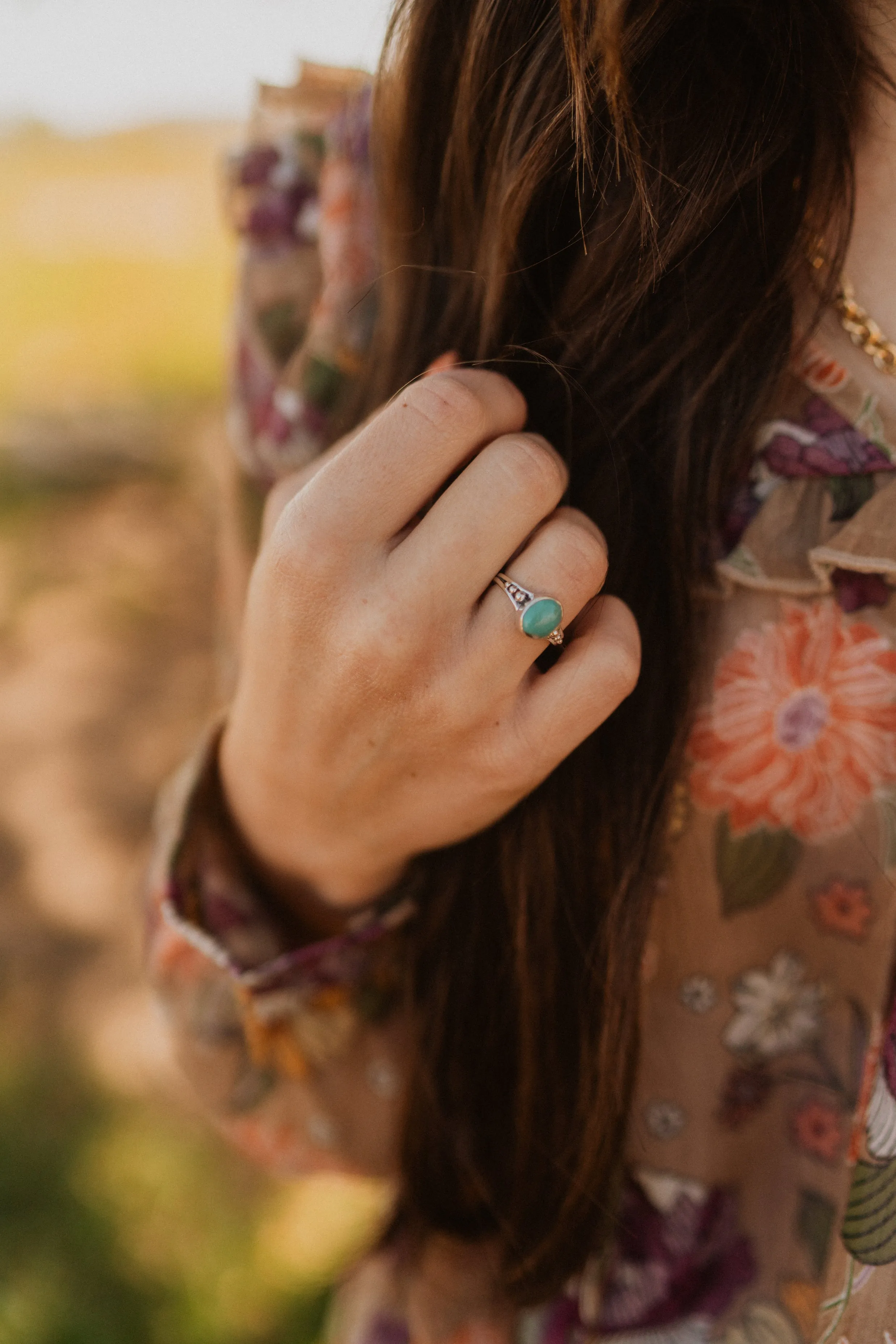 Stassie Ring | Mexican Turquoise sold by Goldie Lew product image thumbnail 2