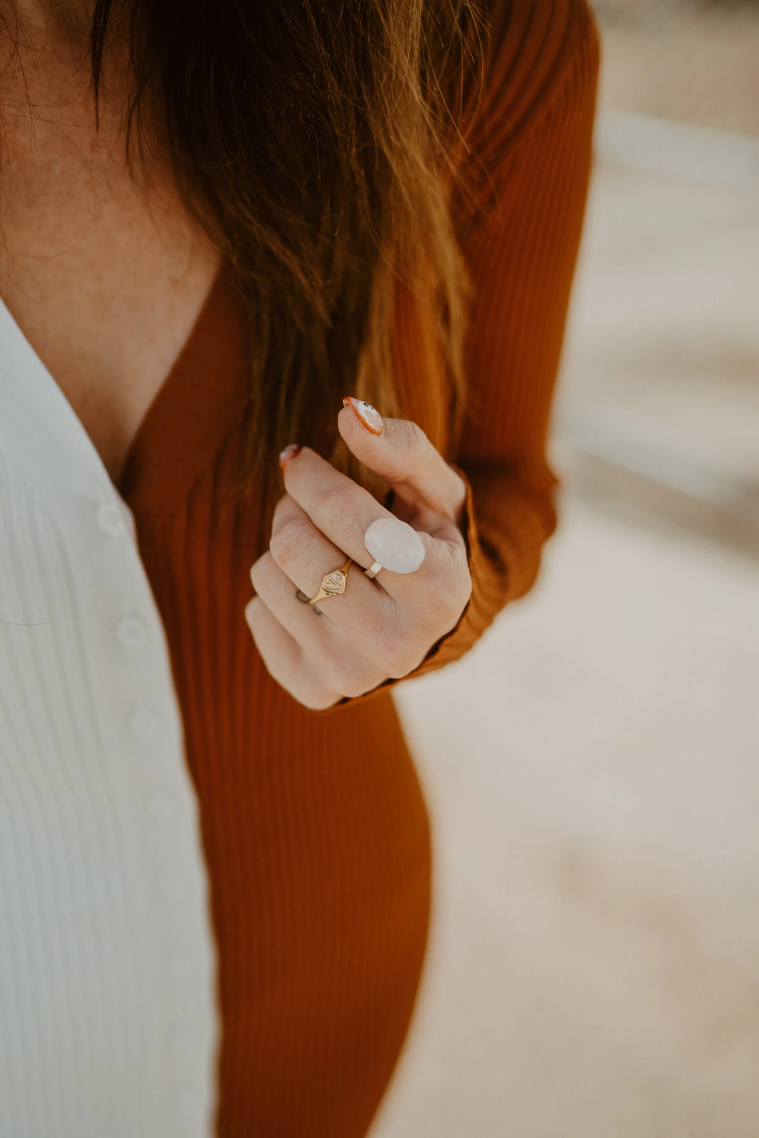 Amelie Ring | Rose Quartz sold by Goldie Lew product image thumbnail 4