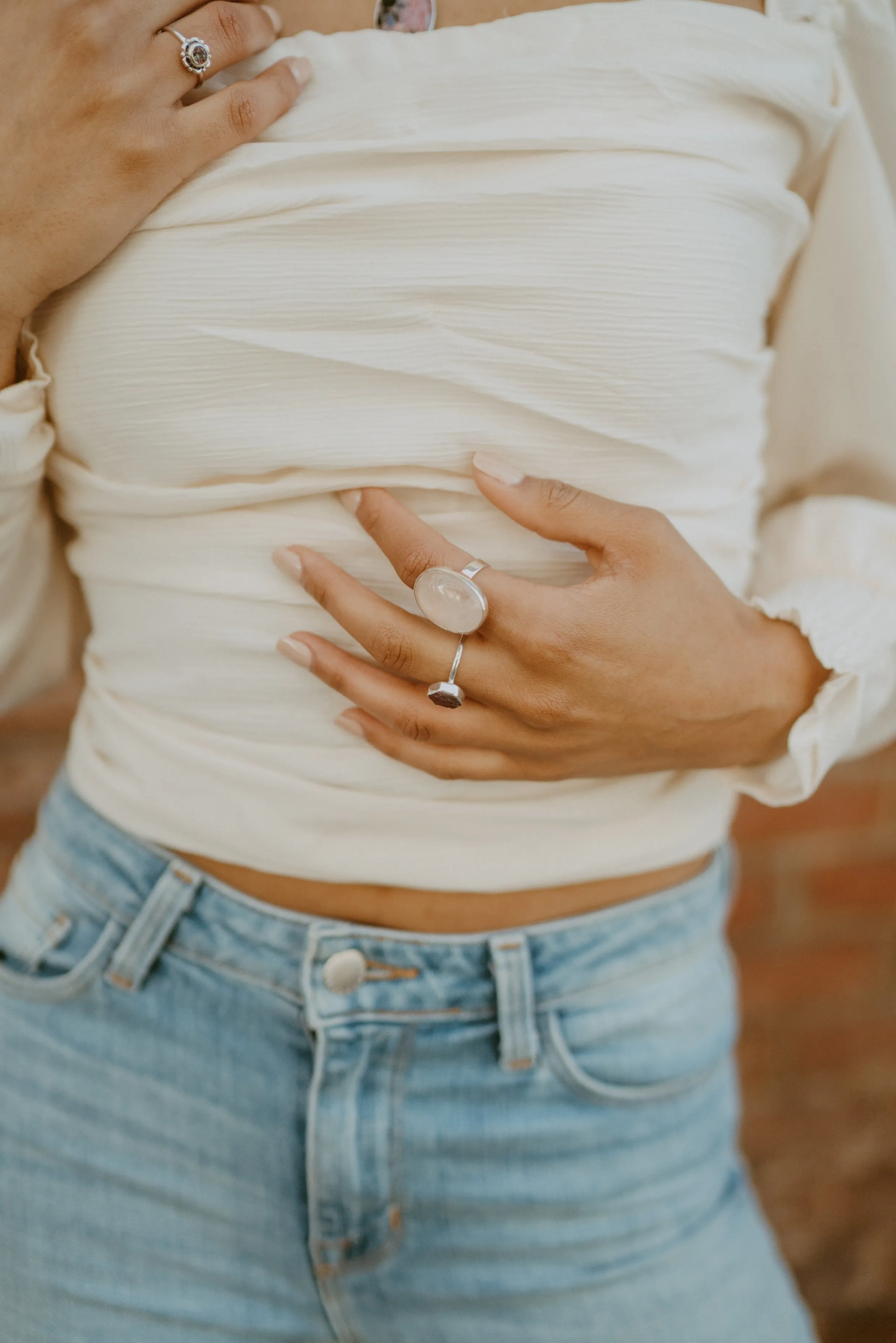 Amelie Ring | Rose Quartz sold by Goldie Lew product image thumbnail 3