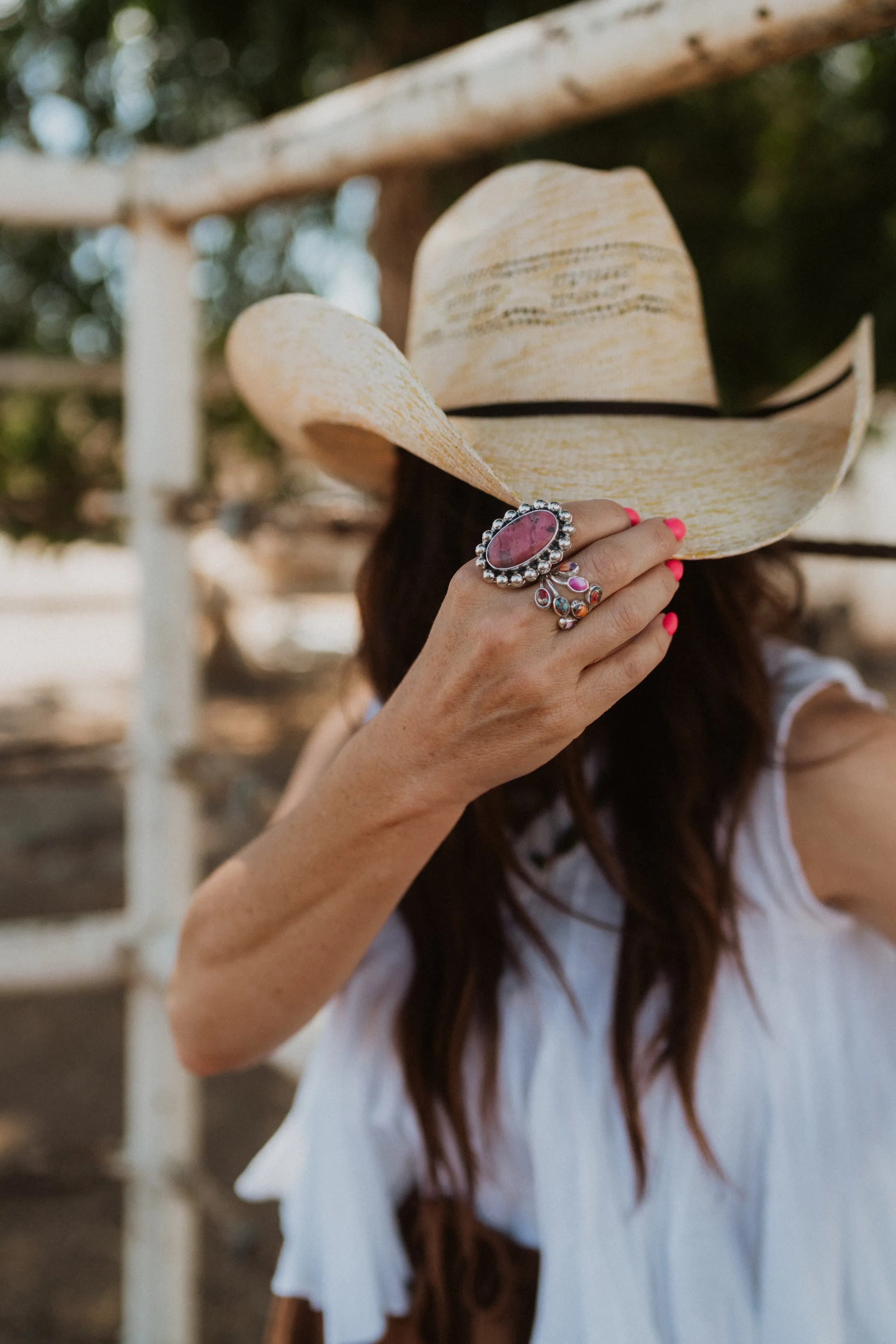 Dolly Parton Ring | Pink Rhodonite sold by Goldie Lew product image thumbnail 3