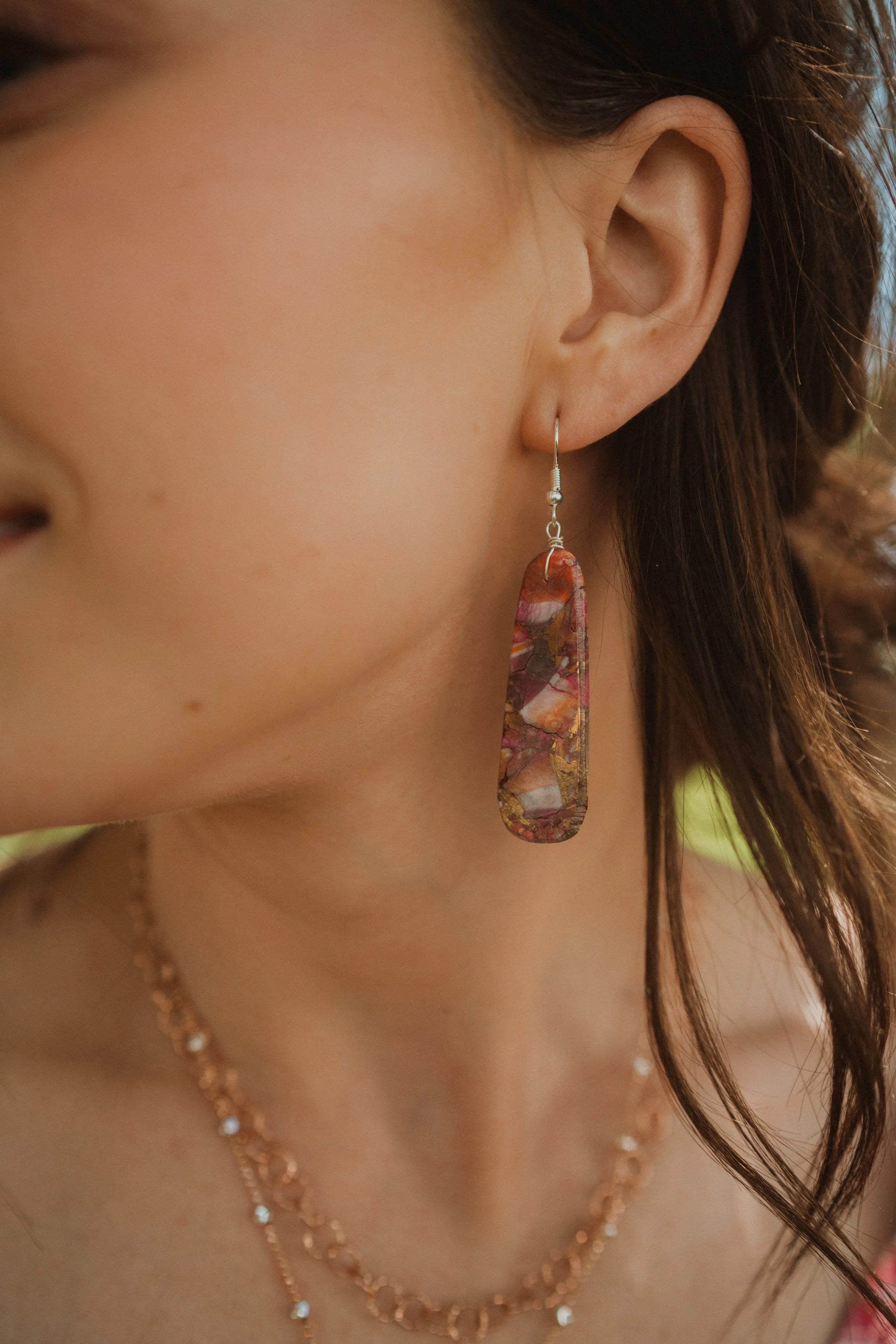 Evangeline Earrings | #1 | Pink Turquoise sold by Goldie Lew product image thumbnail 2