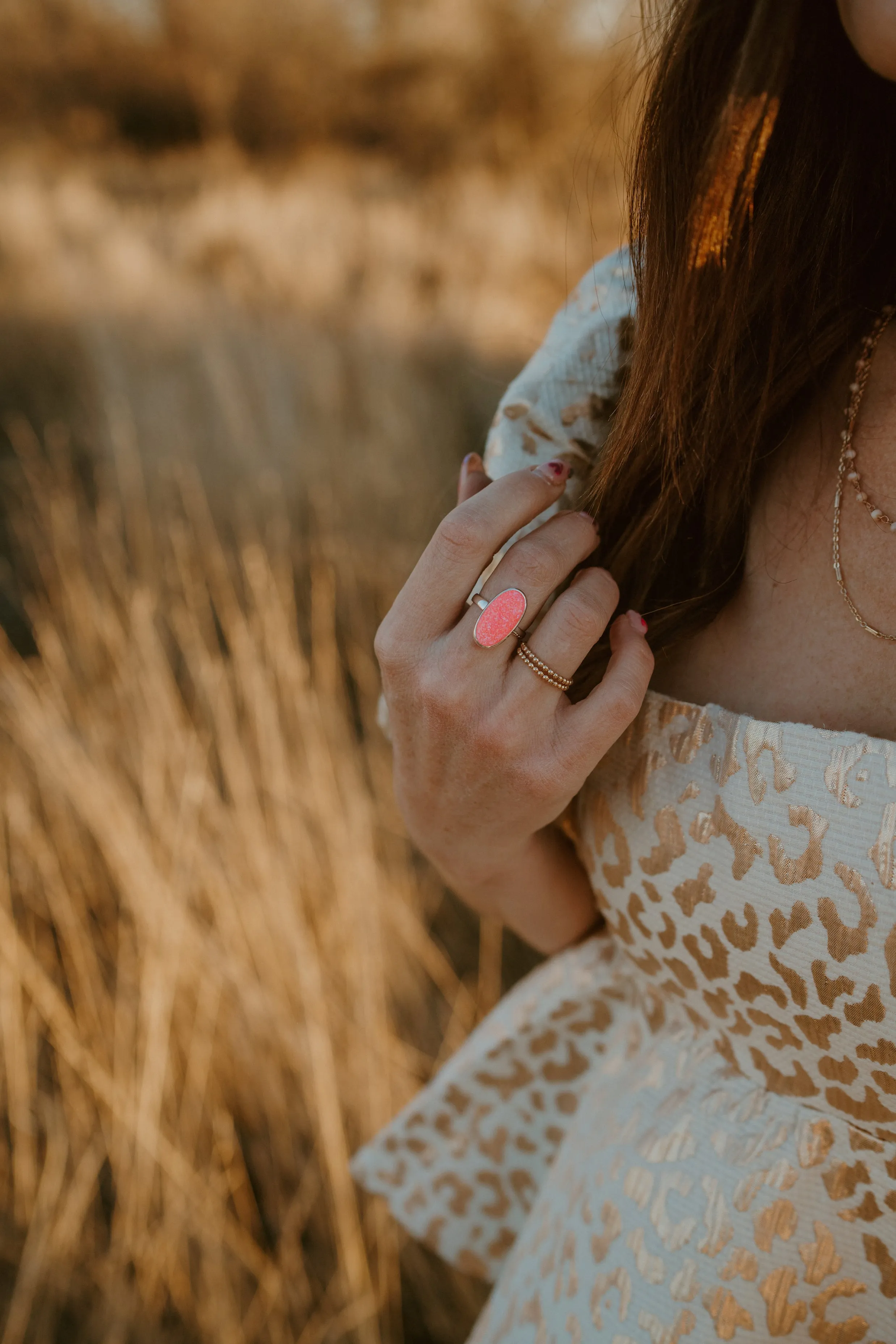 Steeley Ring | Oval | Pink Opal sold by Goldie Lew product image thumbnail 5