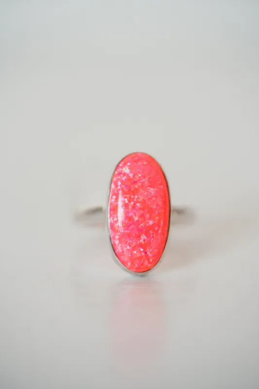 Steeley Ring | Oval | Pink Opal sold by Goldie Lew