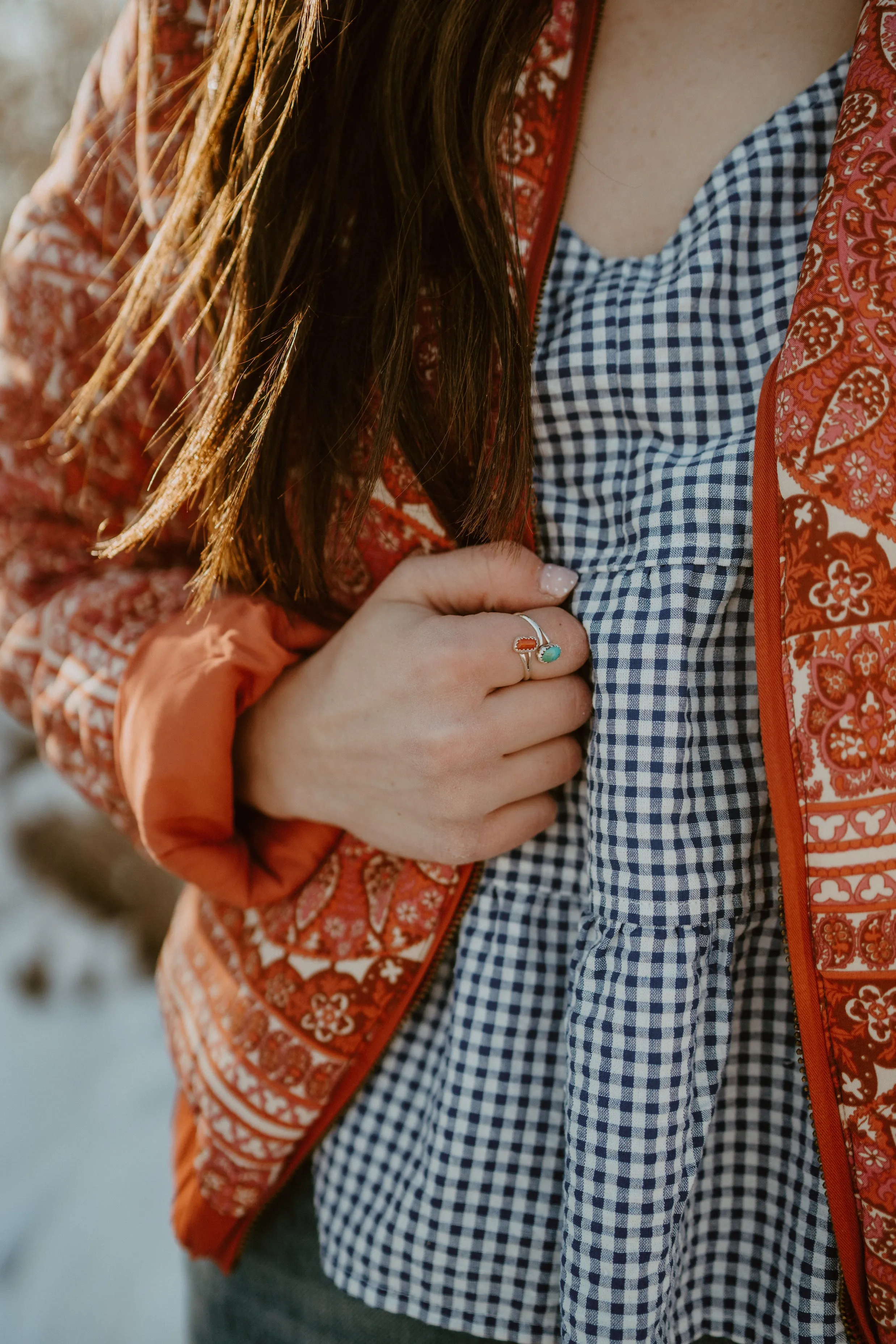 Double Rosie Ring | Turquoise + Red sold by Goldie Lew product image thumbnail 5