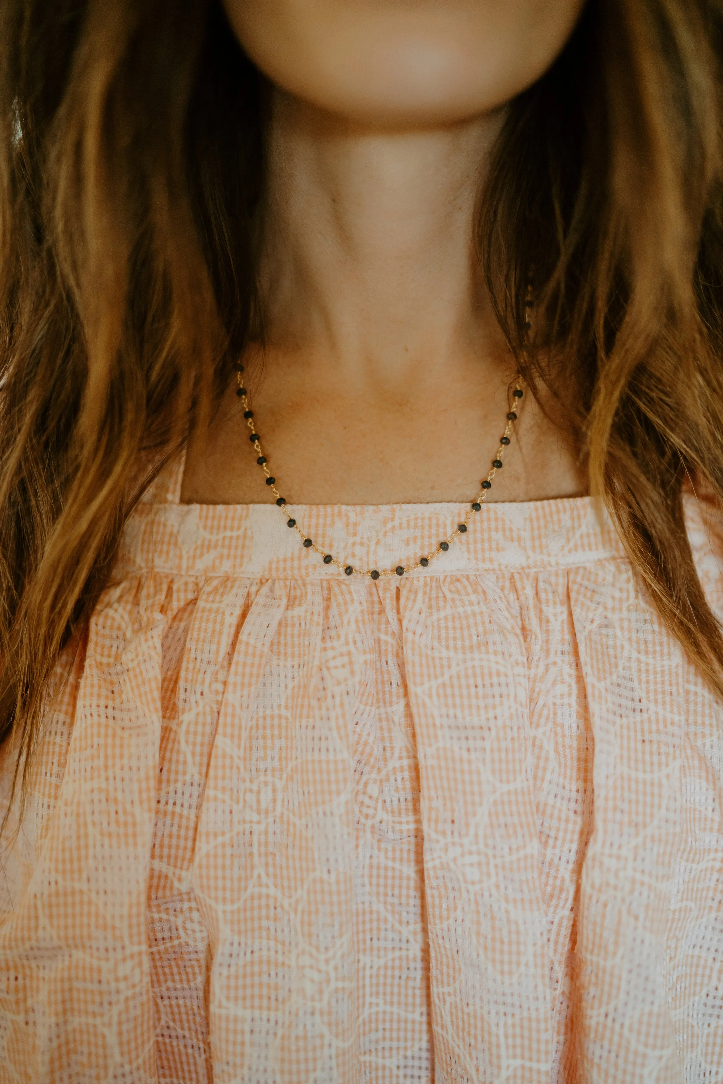 Mae Necklace | Navy + Gold sold by Goldie Lew product image thumbnail 3