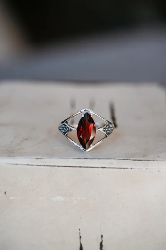 Kesla Ring | Red Garnet sold by Goldie Lew