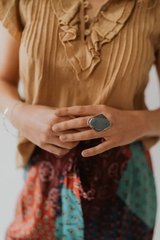 Jenni Kait Ring | Angelite sold by Goldie Lew