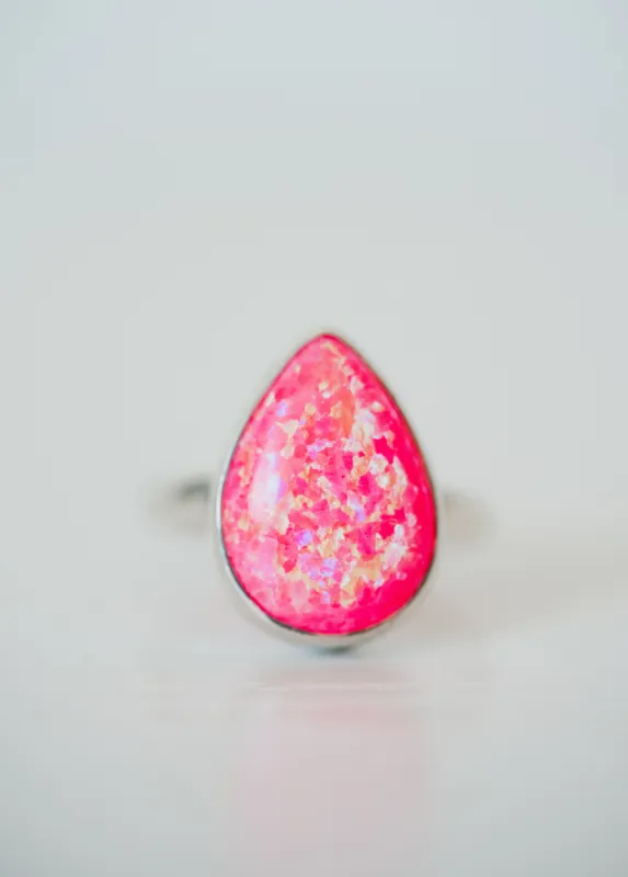 Steeley Ring | Teardrop | Pink Opal sold by Goldie Lew