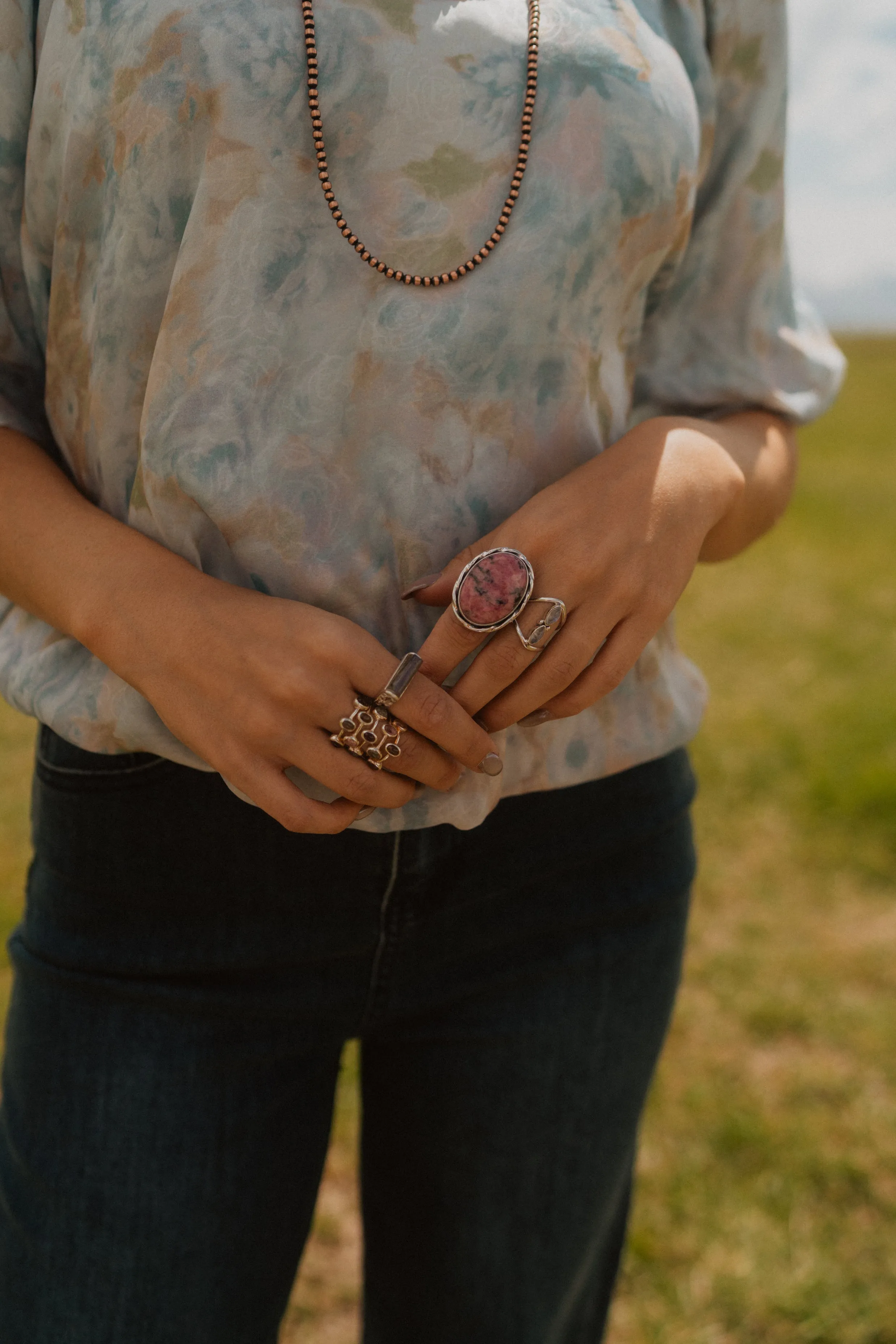 Jennifer Ring | Pink Rhodonite sold by Goldie Lew product image thumbnail 3