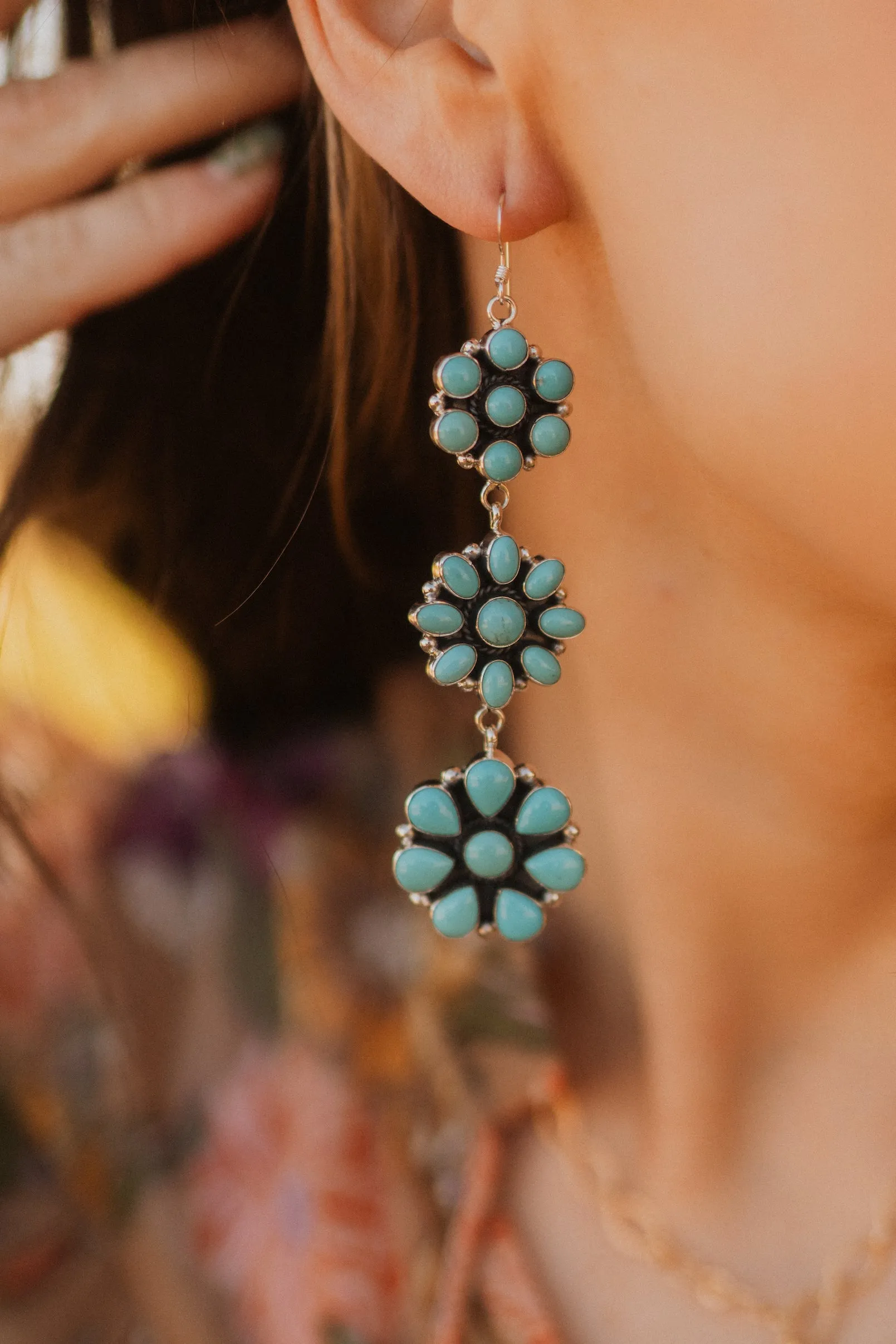 Forget Me Not Floral Earrings | Turquoise sold by Goldie Lew product image thumbnail 4