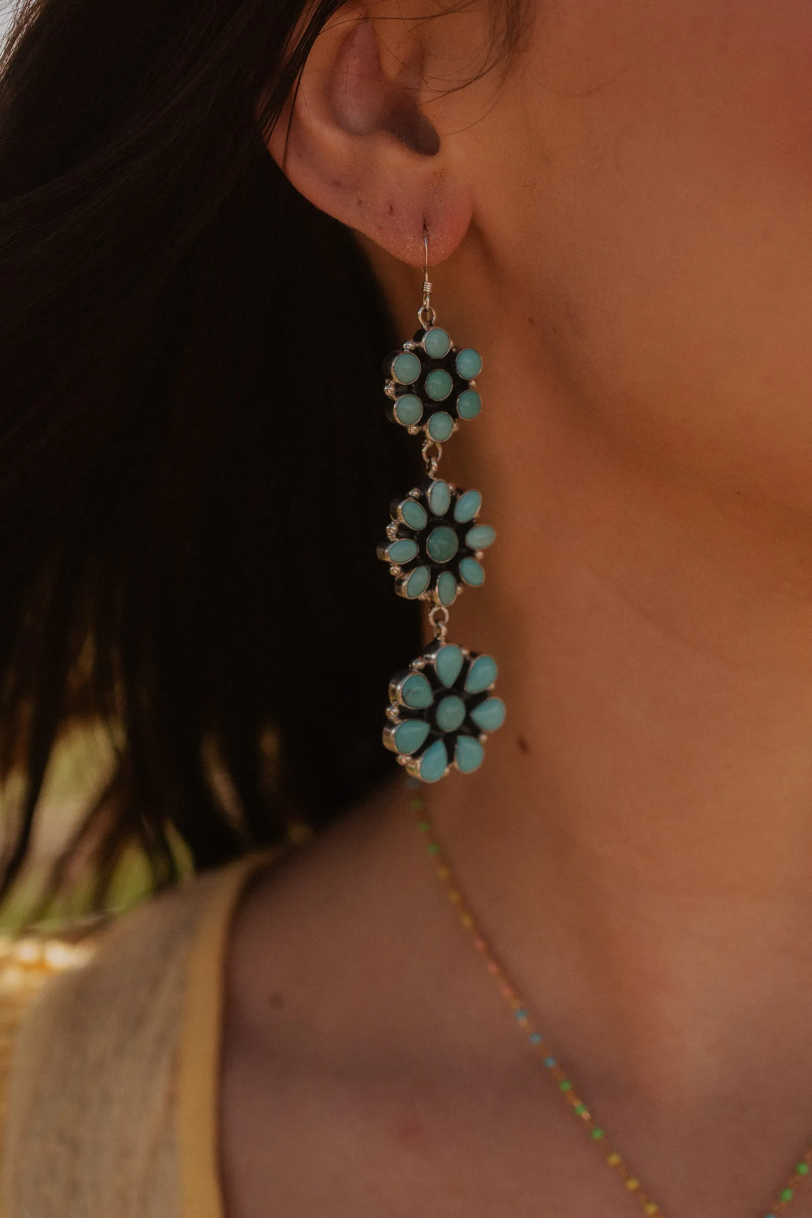 Forget Me Not Floral Earrings | Turquoise sold by Goldie Lew product image thumbnail 2