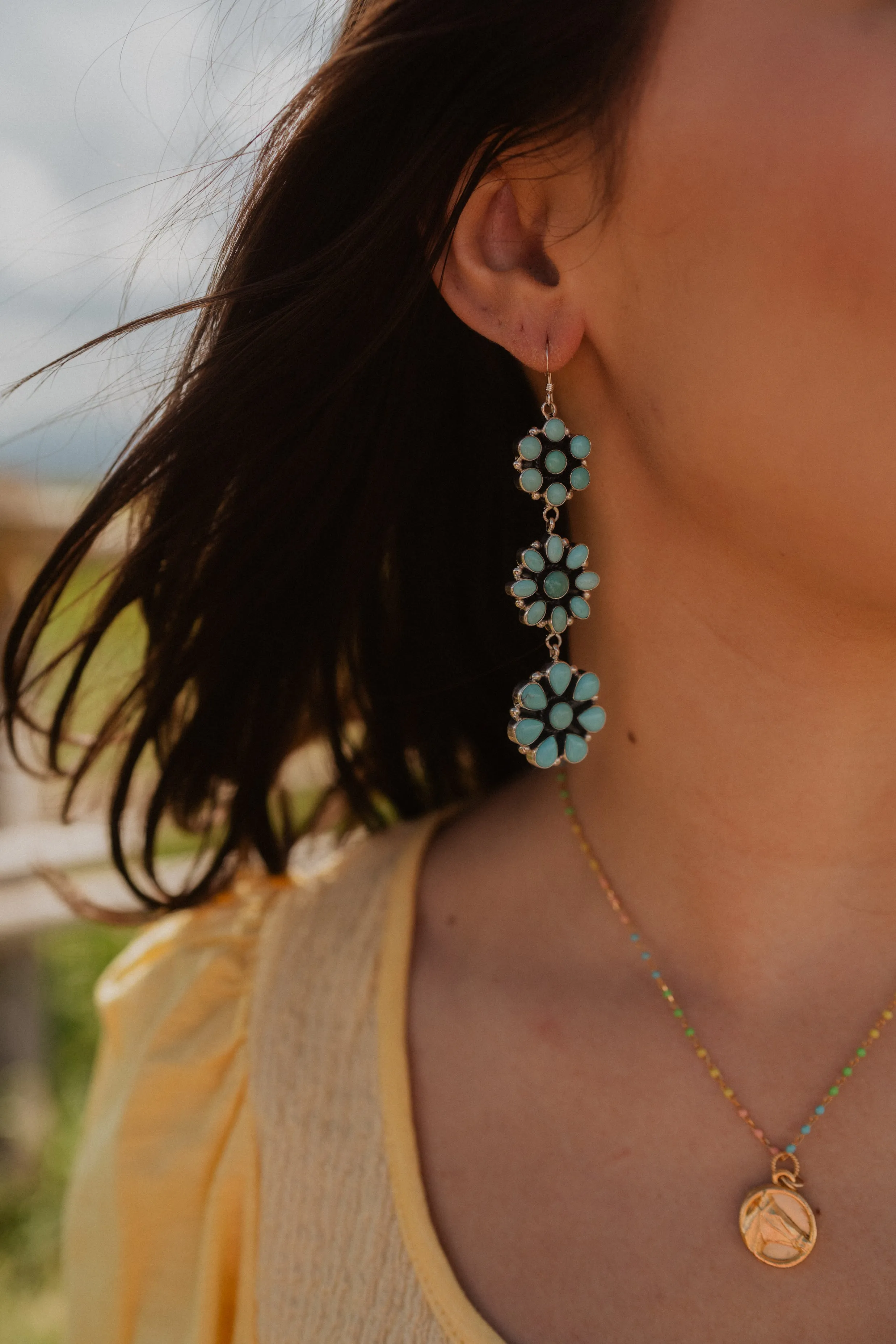 Forget Me Not Floral Earrings | Turquoise sold by Goldie Lew