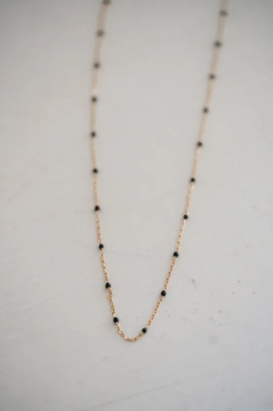 Maria Necklace | Gold + Black sold by Goldie Lew