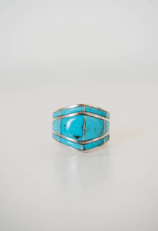 Single Bar Shield Ring | Turquoise- FINAL SALE sold by Goldie Lew