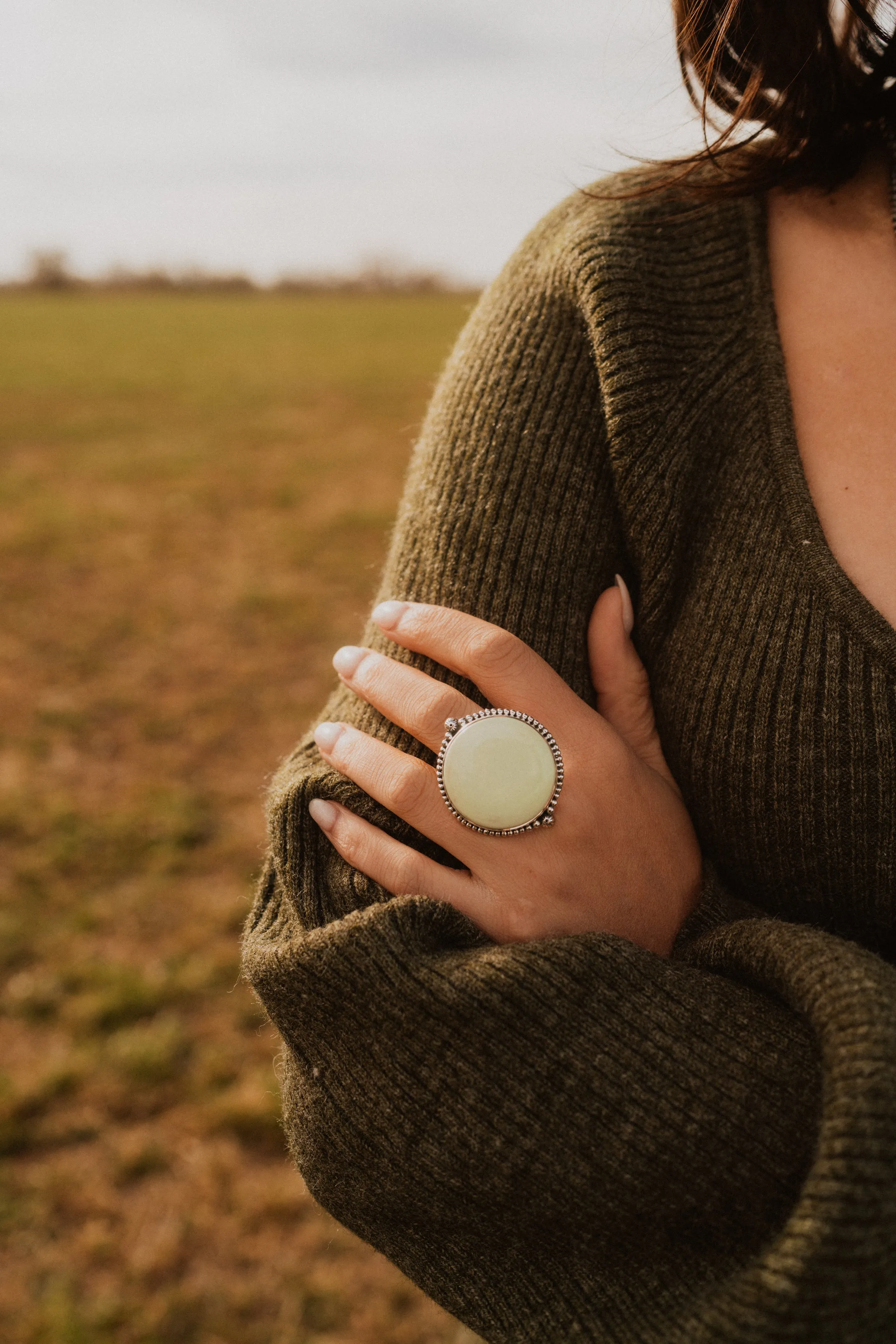 Aaliyah Ring | Lemon Chrysoprase sold by Goldie Lew product image thumbnail 4