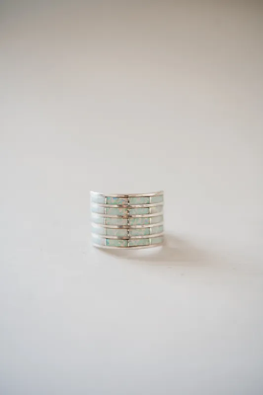 5 Bar Ring | White Opal sold by Goldie Lew
