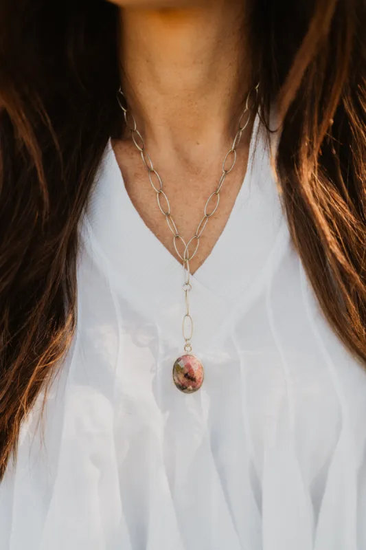 Fern Necklace | Pink Rhodonite - FINAL SALE sold by Goldie Lew
