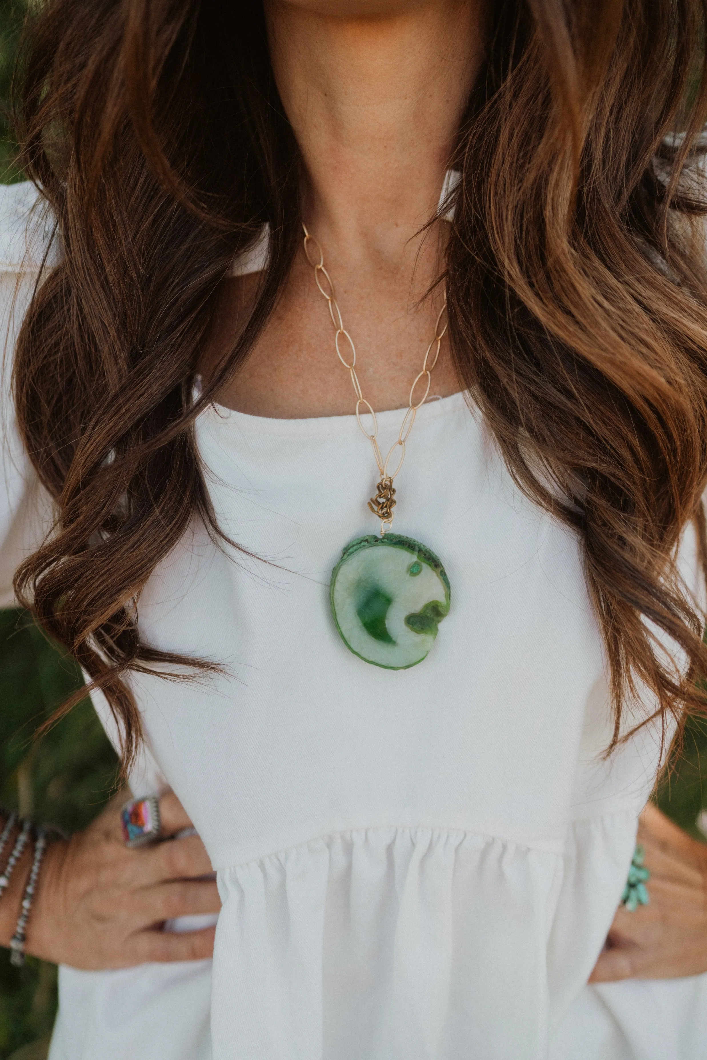 Short Tara Necklace | Green sold by Goldie Lew