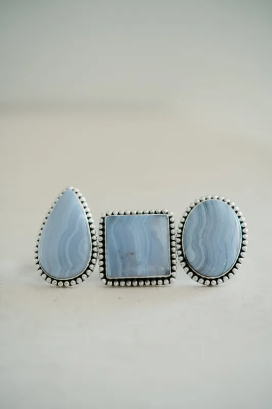 Lizzy Ring | Blue Lace Agate sold by Goldie Lew