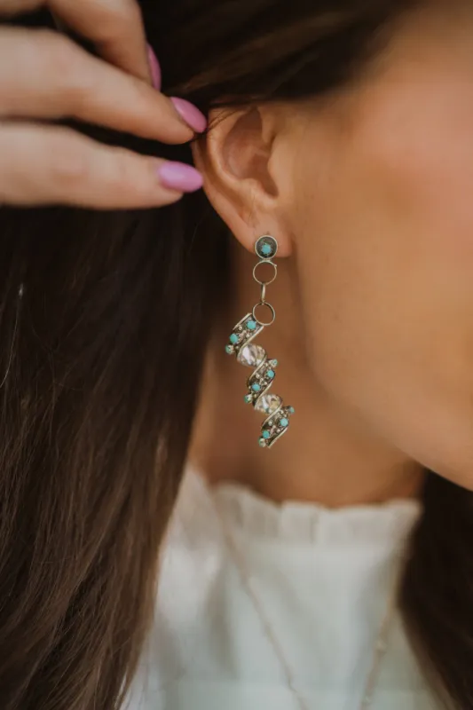 Spiral Turquoise Earrings sold by Goldie Lew
