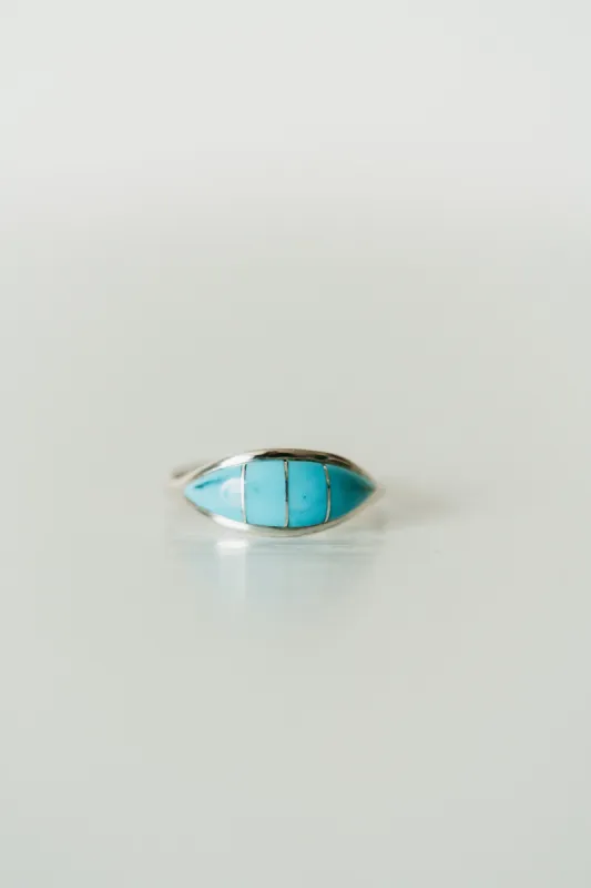 Mini Vertical Shield Ring | Turquoise sold by Goldie Lew