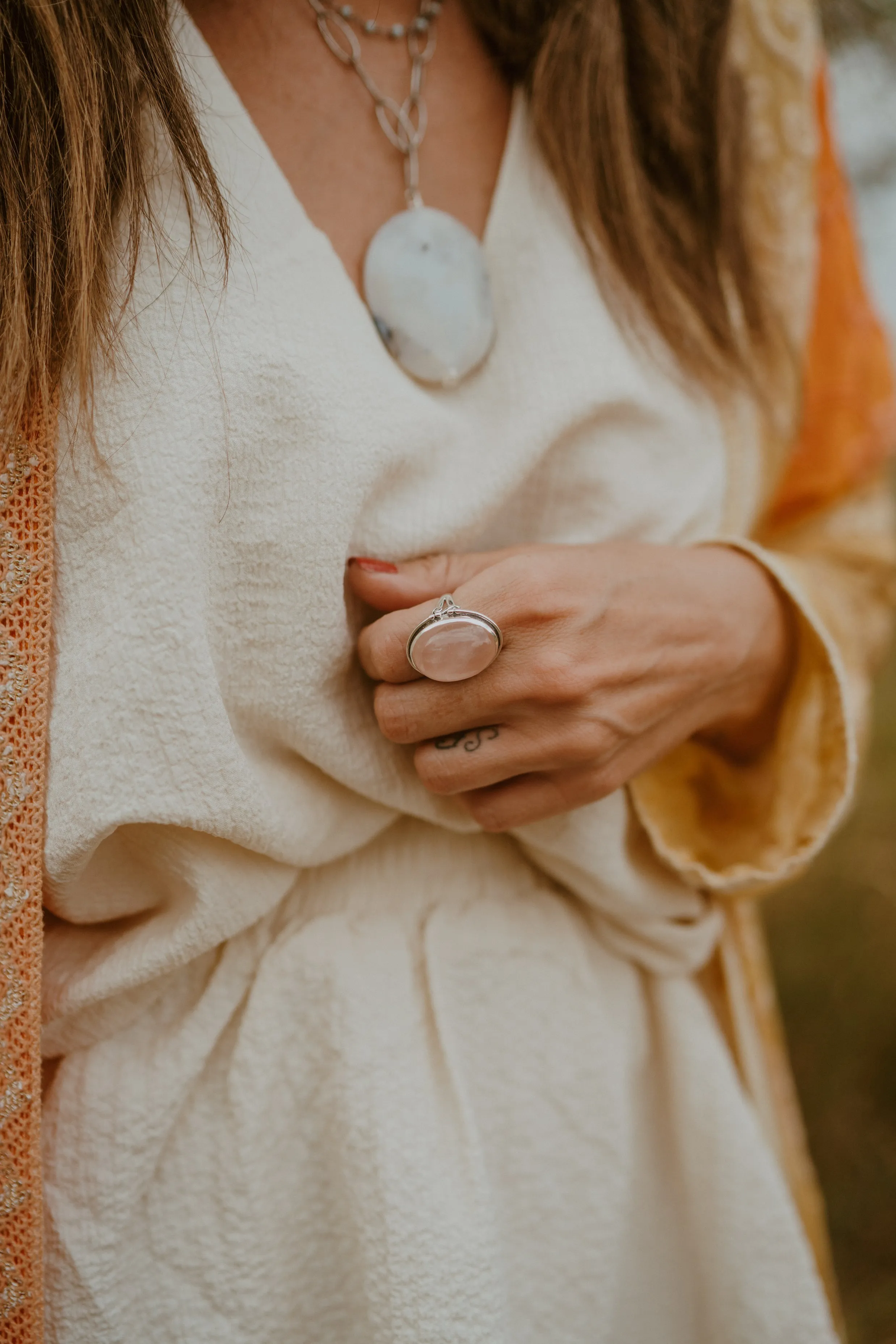 Sara Ring | Rose Quartz sold by Goldie Lew product image thumbnail 4