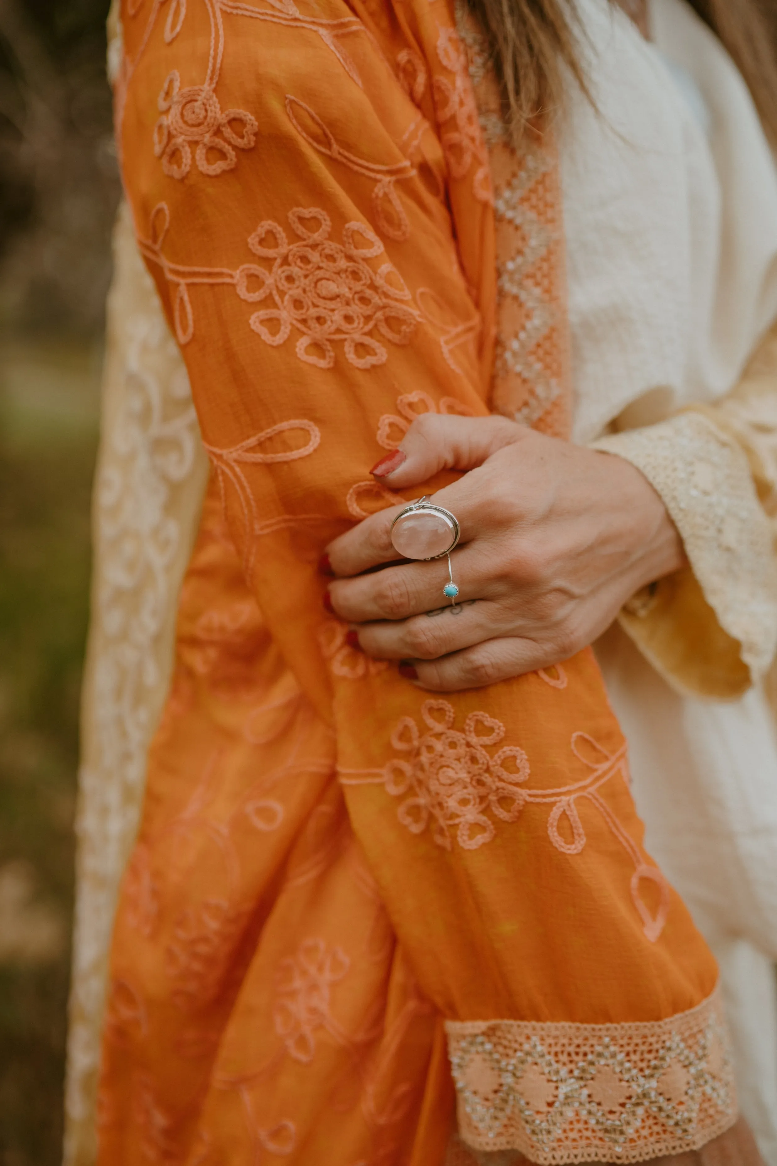 Sara Ring | Rose Quartz sold by Goldie Lew product image thumbnail 3