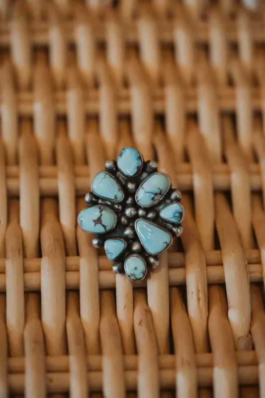 Bronx Modern Cluster Ring | Light Blue Turquoise sold by Goldie Lew