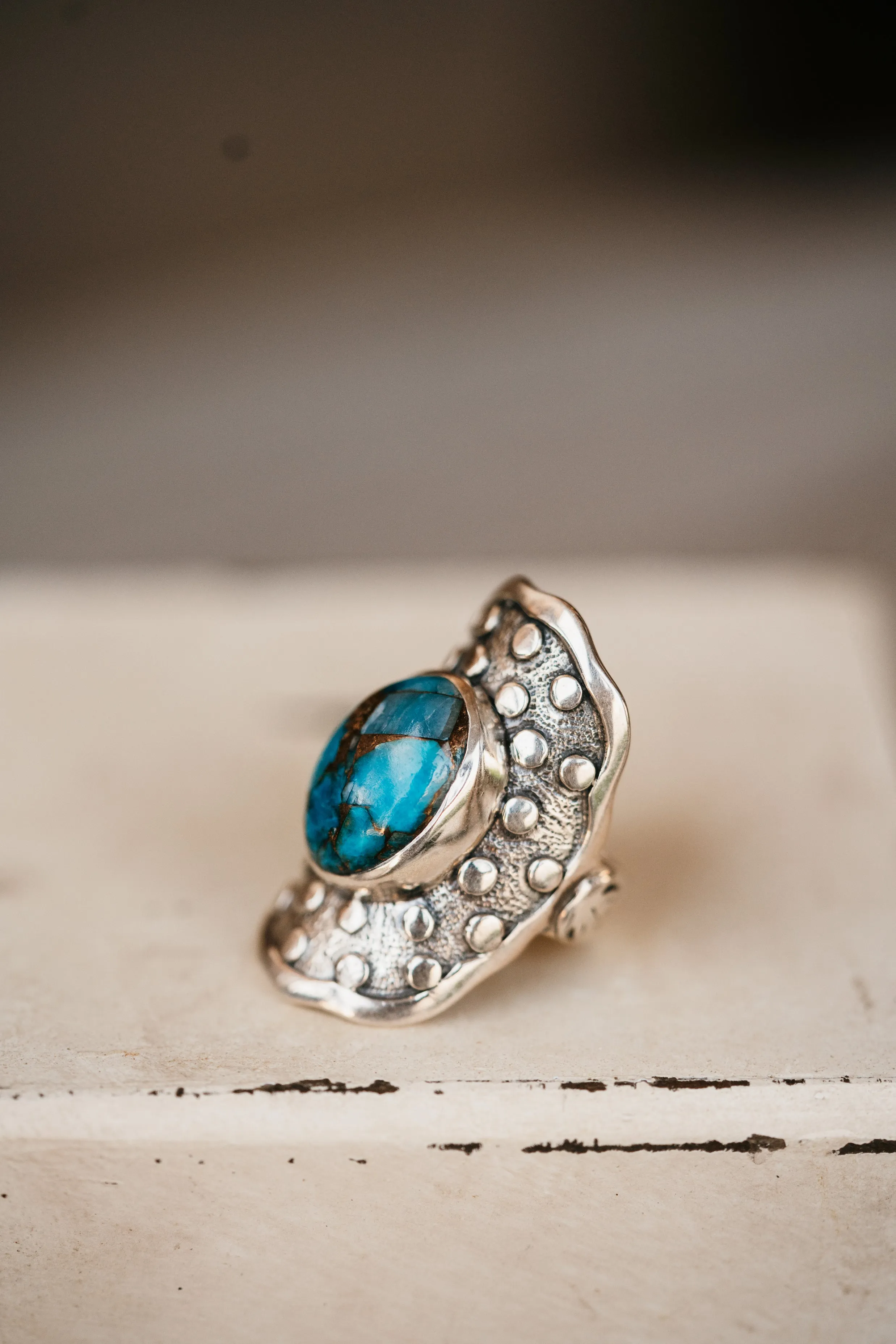 Mindy Ring | Mexican Turquoise sold by Goldie Lew product image thumbnail 2
